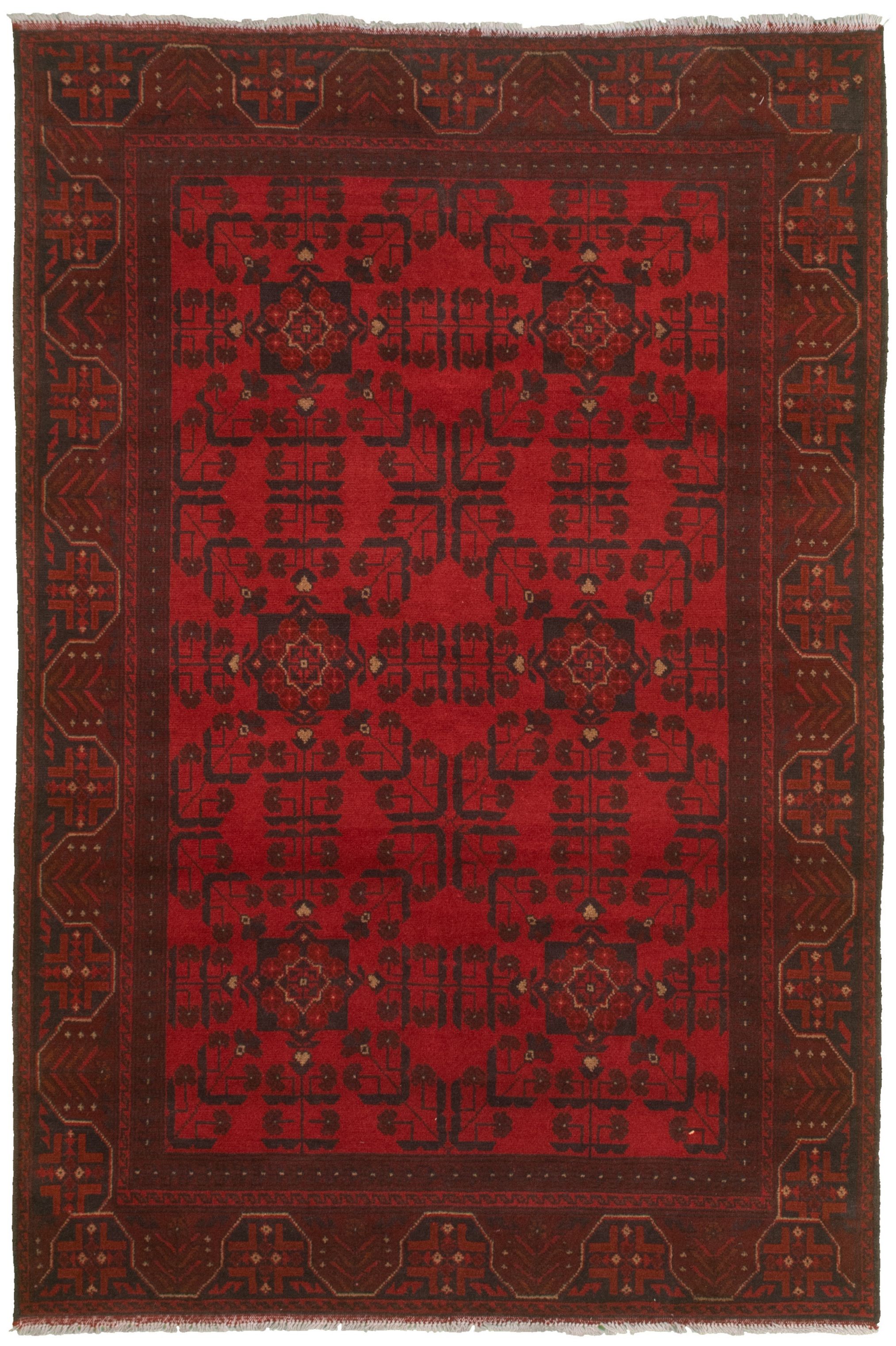Hand-knotted Finest Khal Mohammadi Red  Rug 4'5" x 6'7" Size: 4'5" x 6'7"  