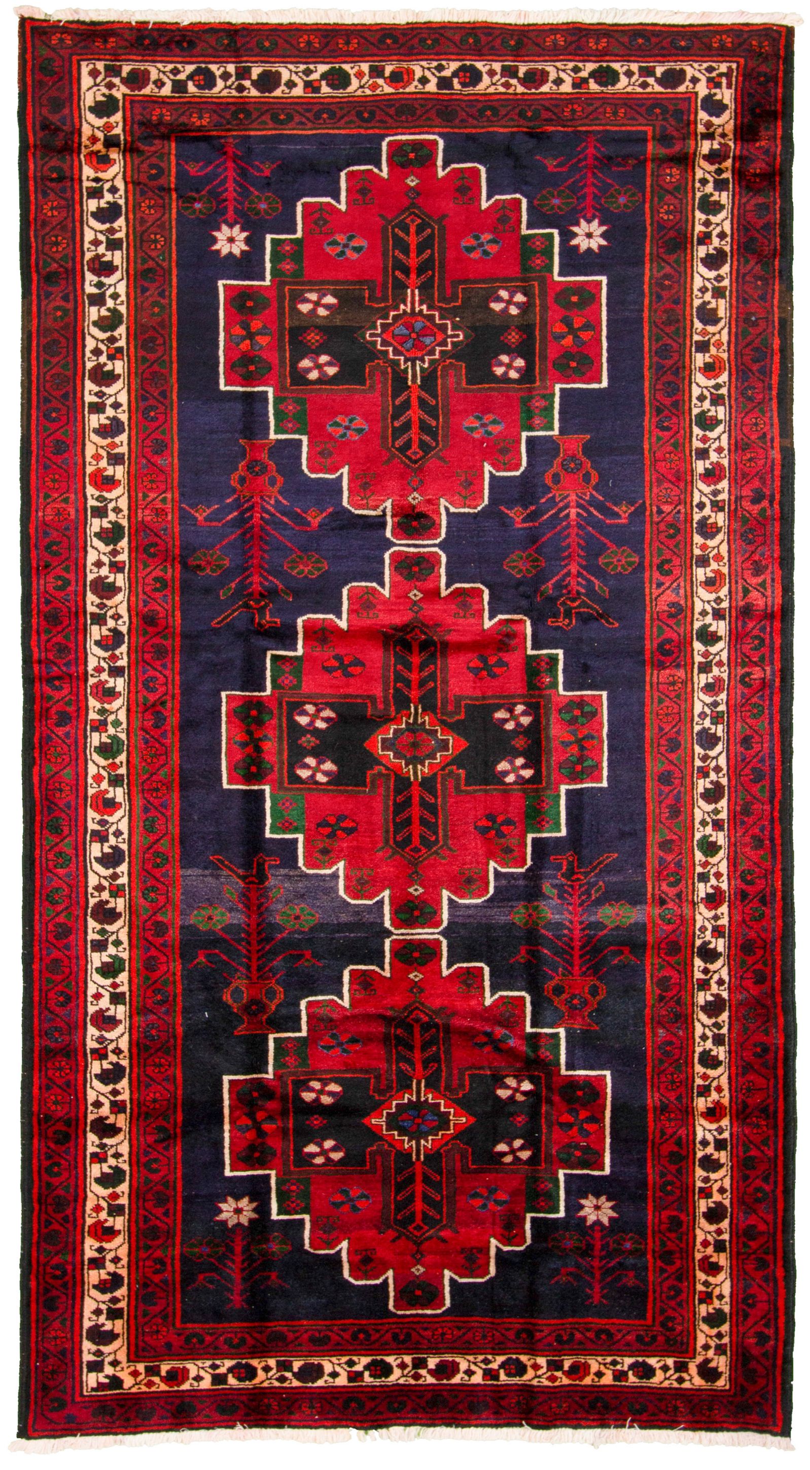 Hand-knotted Hamadan  Wool Rug 5'2" x 9'7" Size: 5'2" x 9'7"  