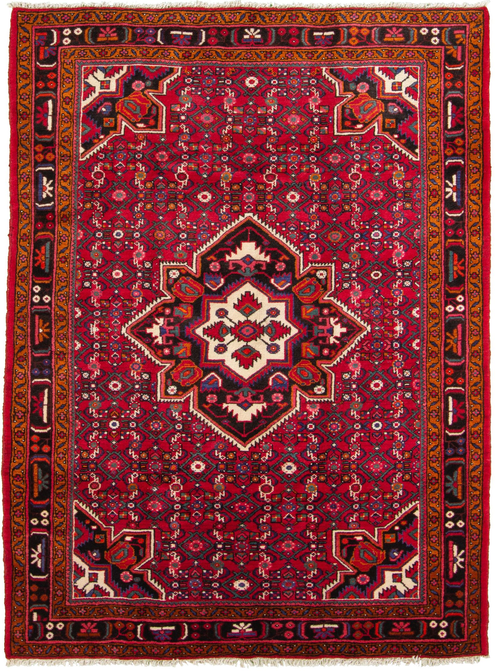 Hand-knotted Hamadan  Wool Rug 5'1" x 6'11" Size: 5'1" x 6'11"  
