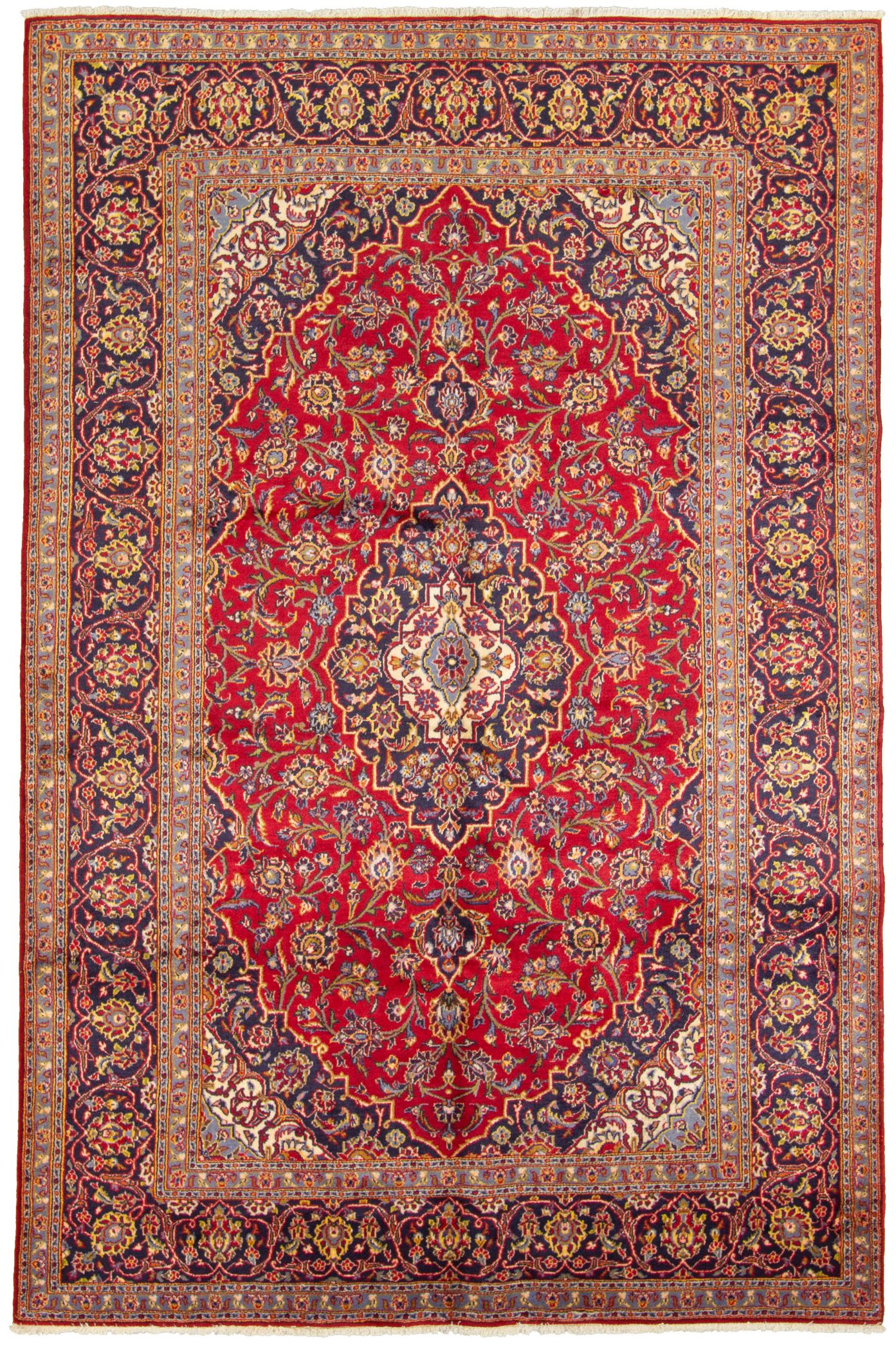 Hand-knotted Kashan  Wool Rug 6'4" x 9'6" Size: 6'4" x 9'6"  