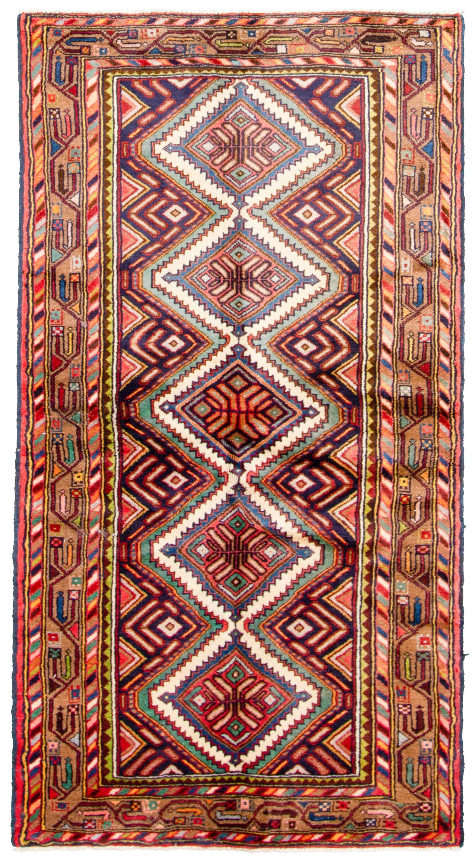 Hand-knotted Hamadan  Wool Rug 3'3" x 6'1" Size: 3'3" x 6'1"  