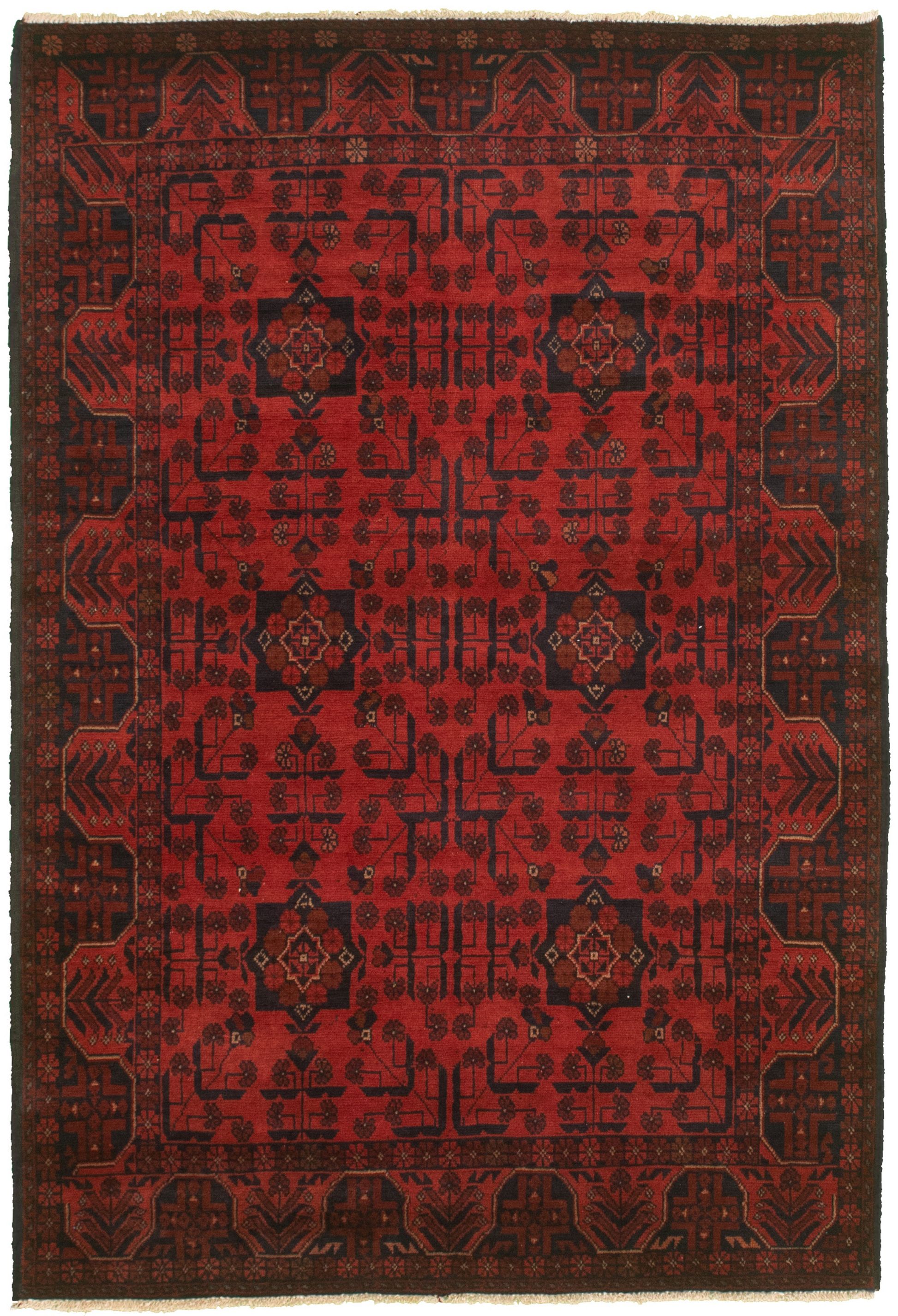 Hand-knotted Finest Khal Mohammadi Red  Rug 4'3" x 6'4" Size: 4'3" x 6'4"  