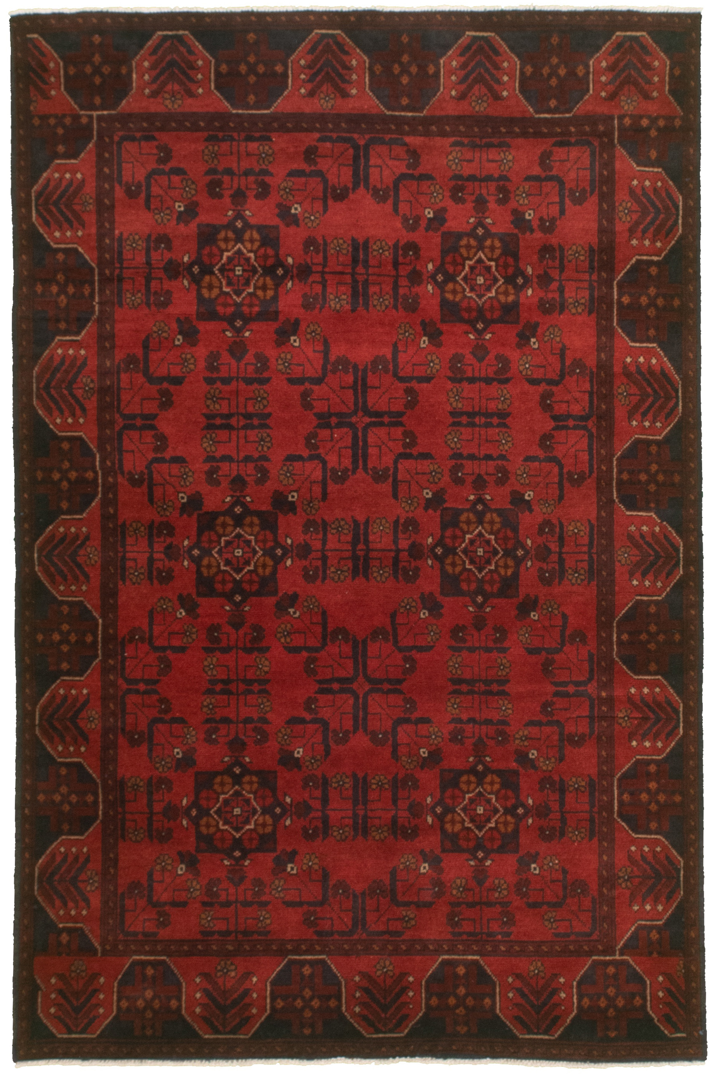 Hand-knotted Finest Khal Mohammadi Red  Rug 4'2" x 6'4" Size: 4'2" x 6'4"  