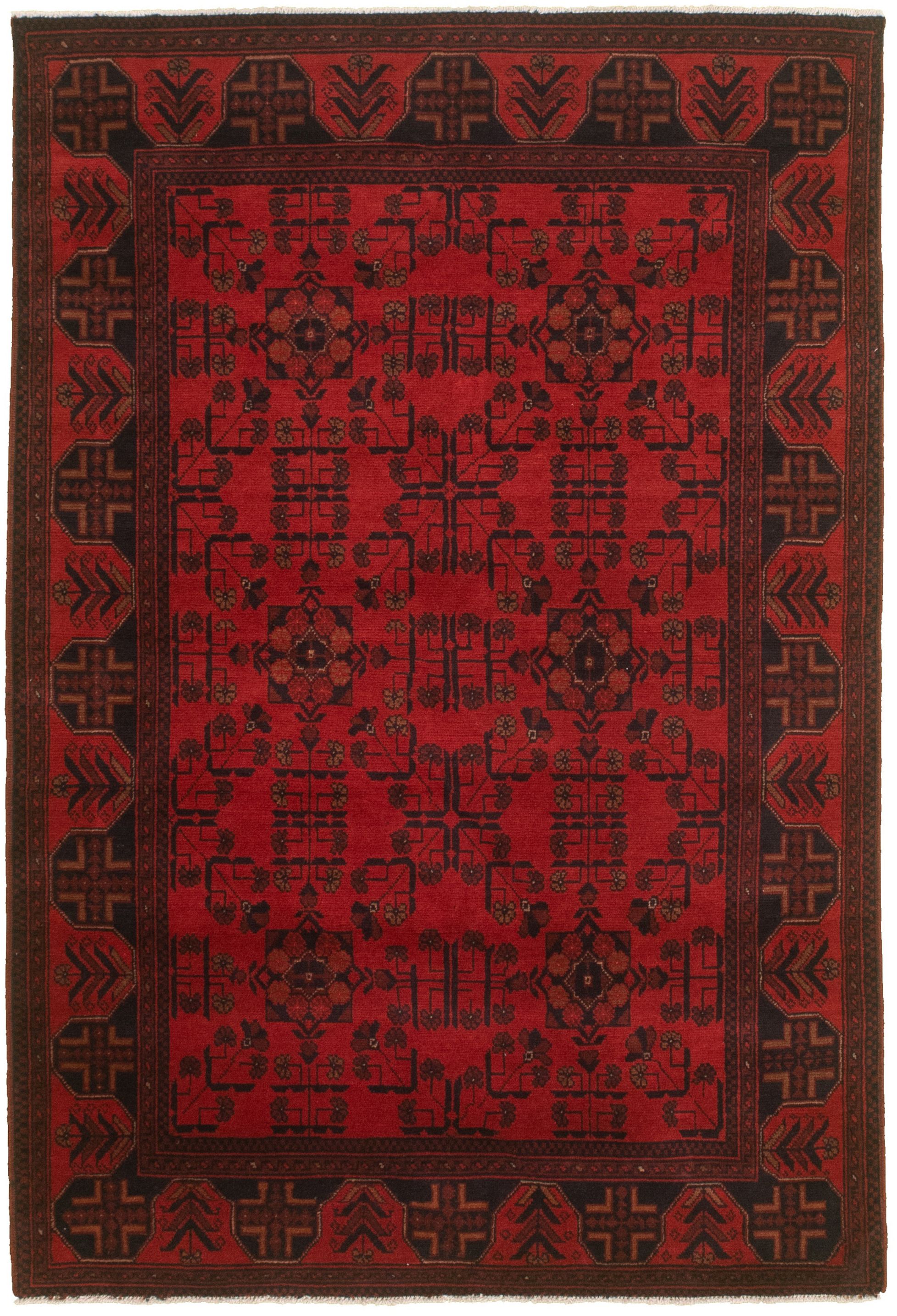 Hand-knotted Finest Khal Mohammadi Red  Rug 4'2" x 6'4"  Size: 4'2" x 6'4"  