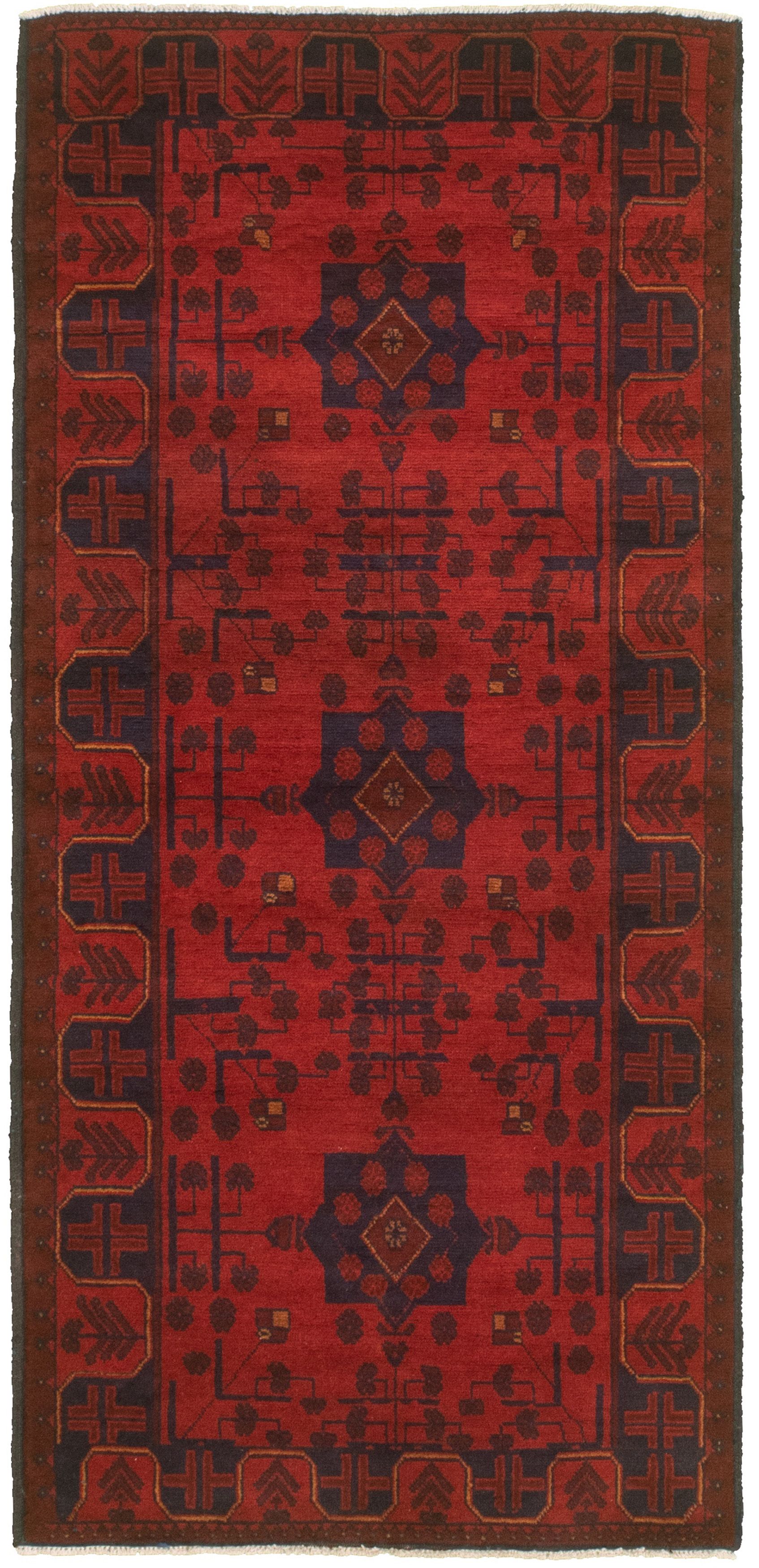 Hand-knotted Finest Khal Mohammadi Red  Rug 2'10" x 6'0" Size: 2'10" x 6'0"  