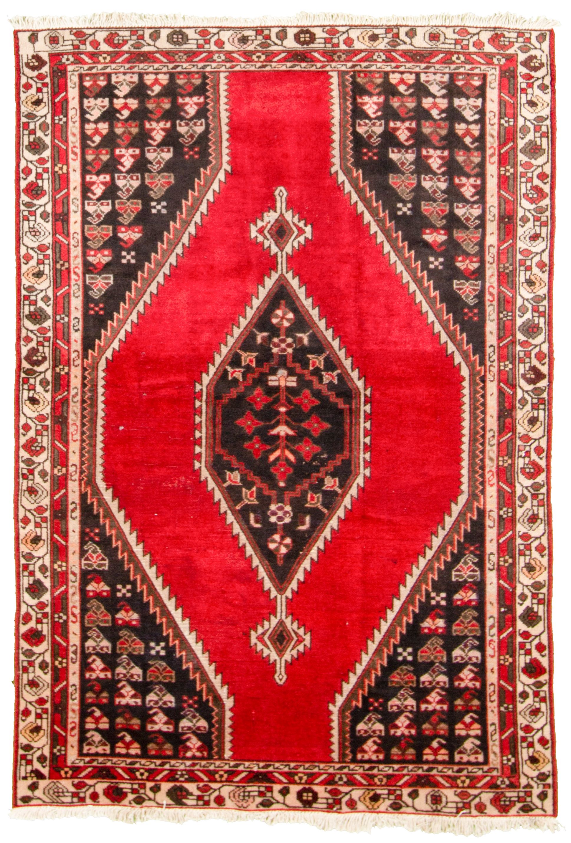 Hand-knotted Hamadan  Wool Rug 4'0" x 6'3" Size: 4'0" x 6'3"  