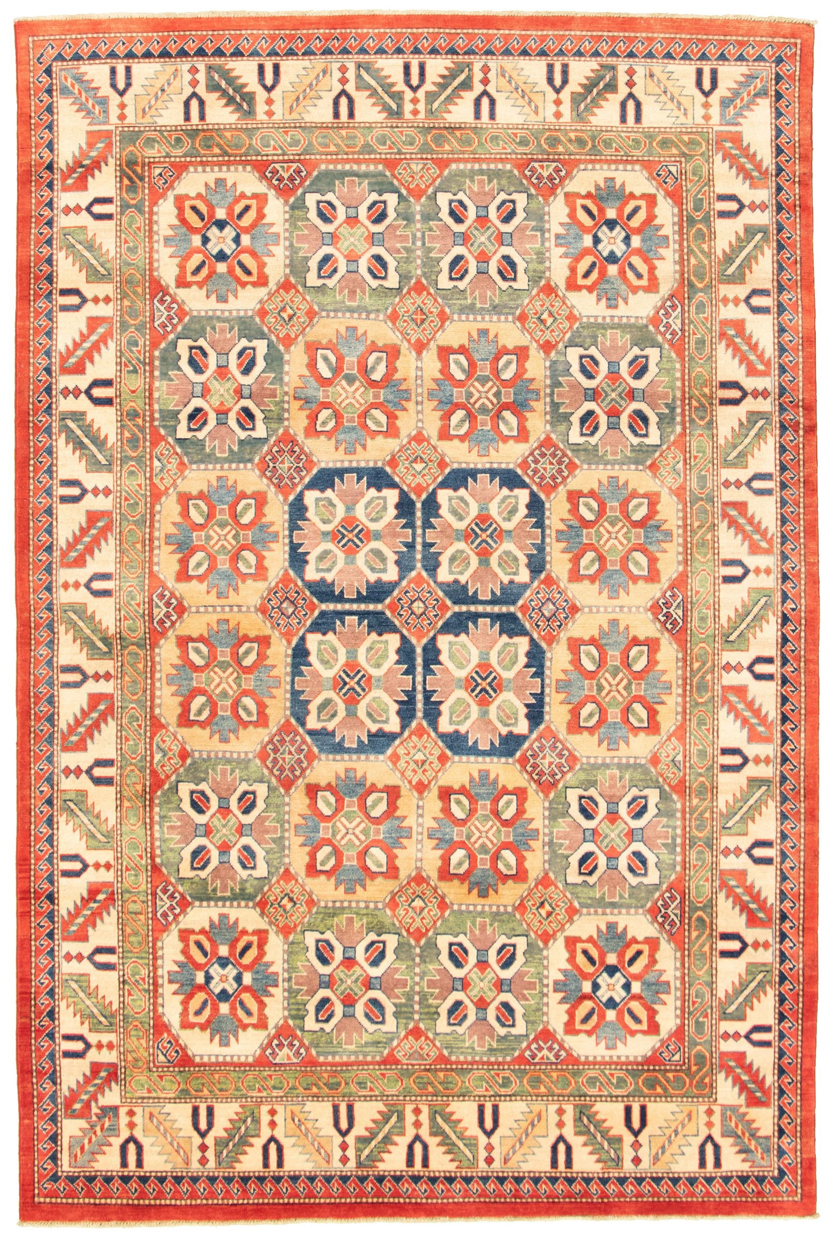 Hand-knotted Finest Gazni Beige, Red  Rug 6'0" x 9'8" Size: 6'0" x 9'8"  