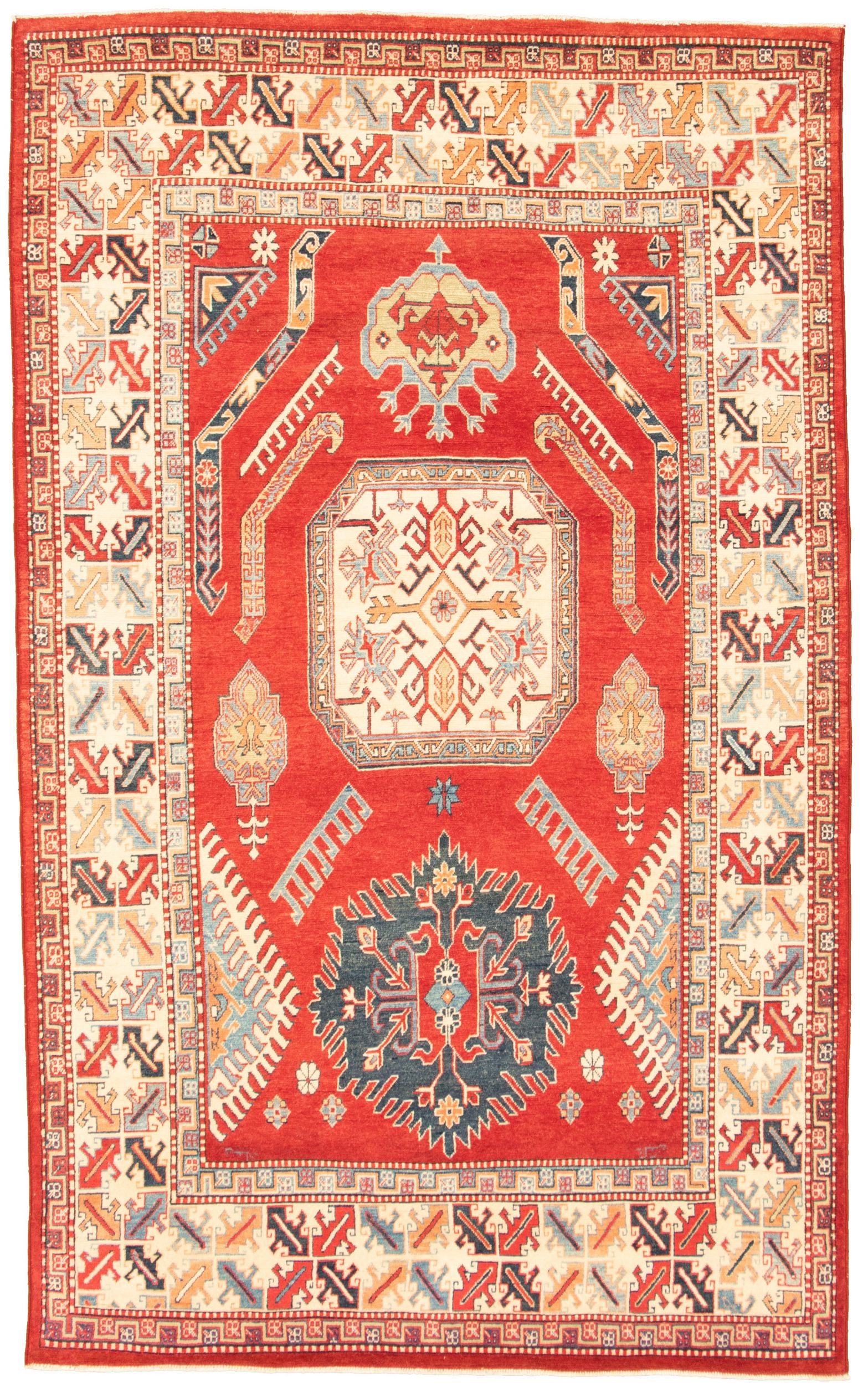 Hand-knotted Finest Gazni Red  Rug 6'0" x 9'10" Size: 6'0" x 9'10"  