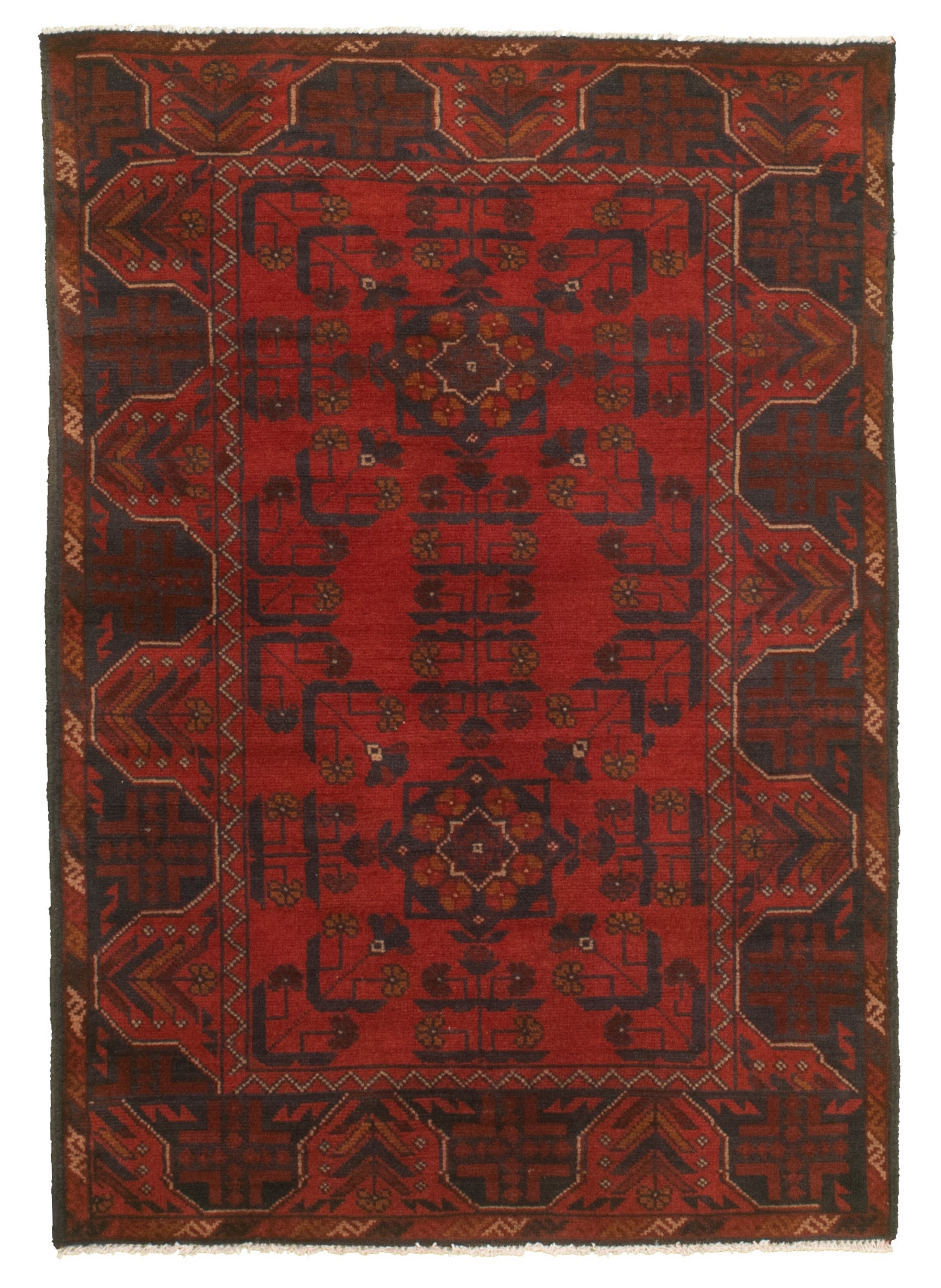 Hand-knotted Finest Khal Mohammadi Red  Rug 3'4" x 4'9" Size: 3'4" x 4'9"  