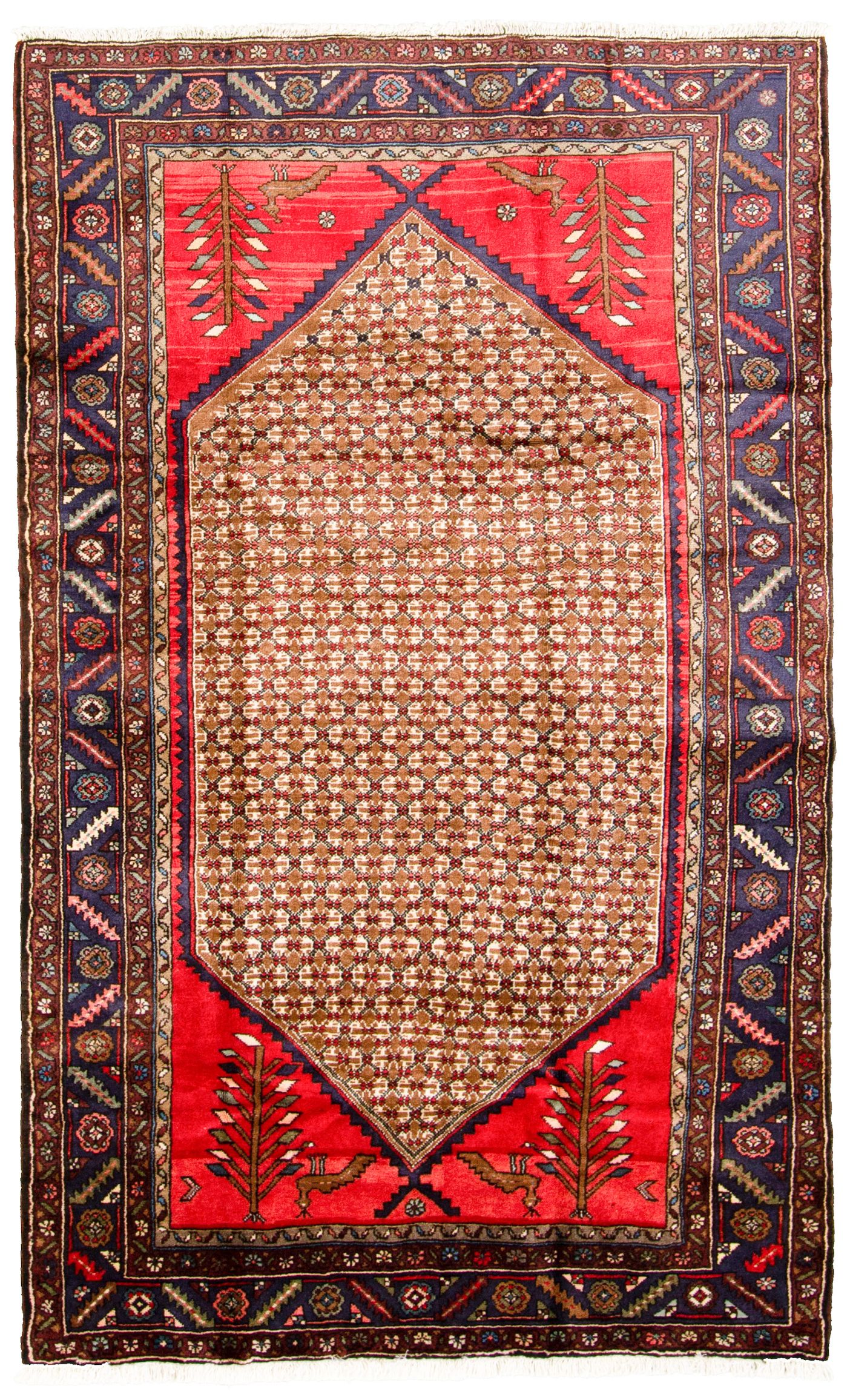 Hand-knotted Hamadan  Wool Rug 4'5" x 7'4"  Size: 4'5" x 7'4"  