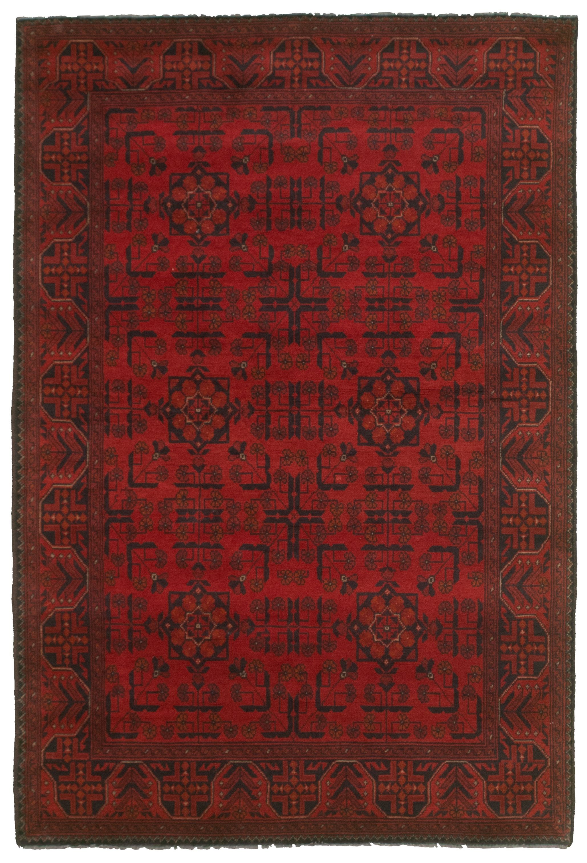 Hand-knotted Finest Khal Mohammadi Red  Rug 4'2" x 6'2"  Size: 4'2" x 6'2"  