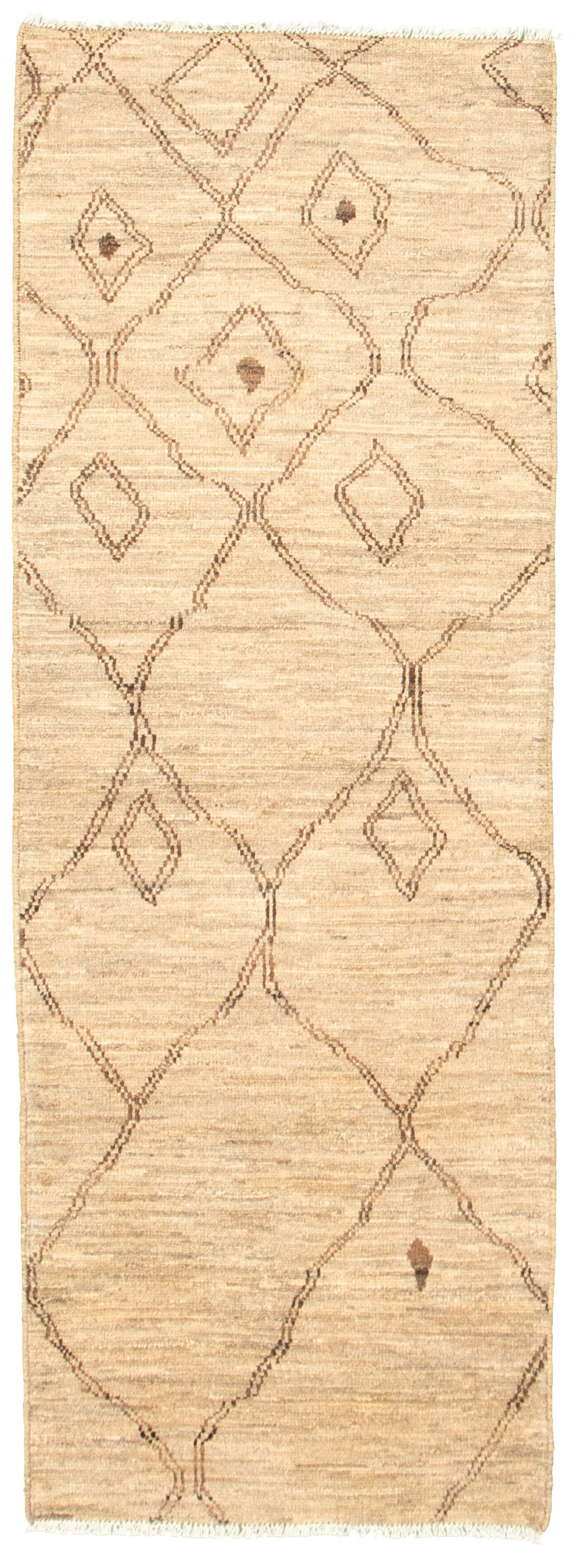 Hand-knotted Marrakech Khaki Wool Rug 2'10" x 7'9" Size: 2'10" x 7'9"  