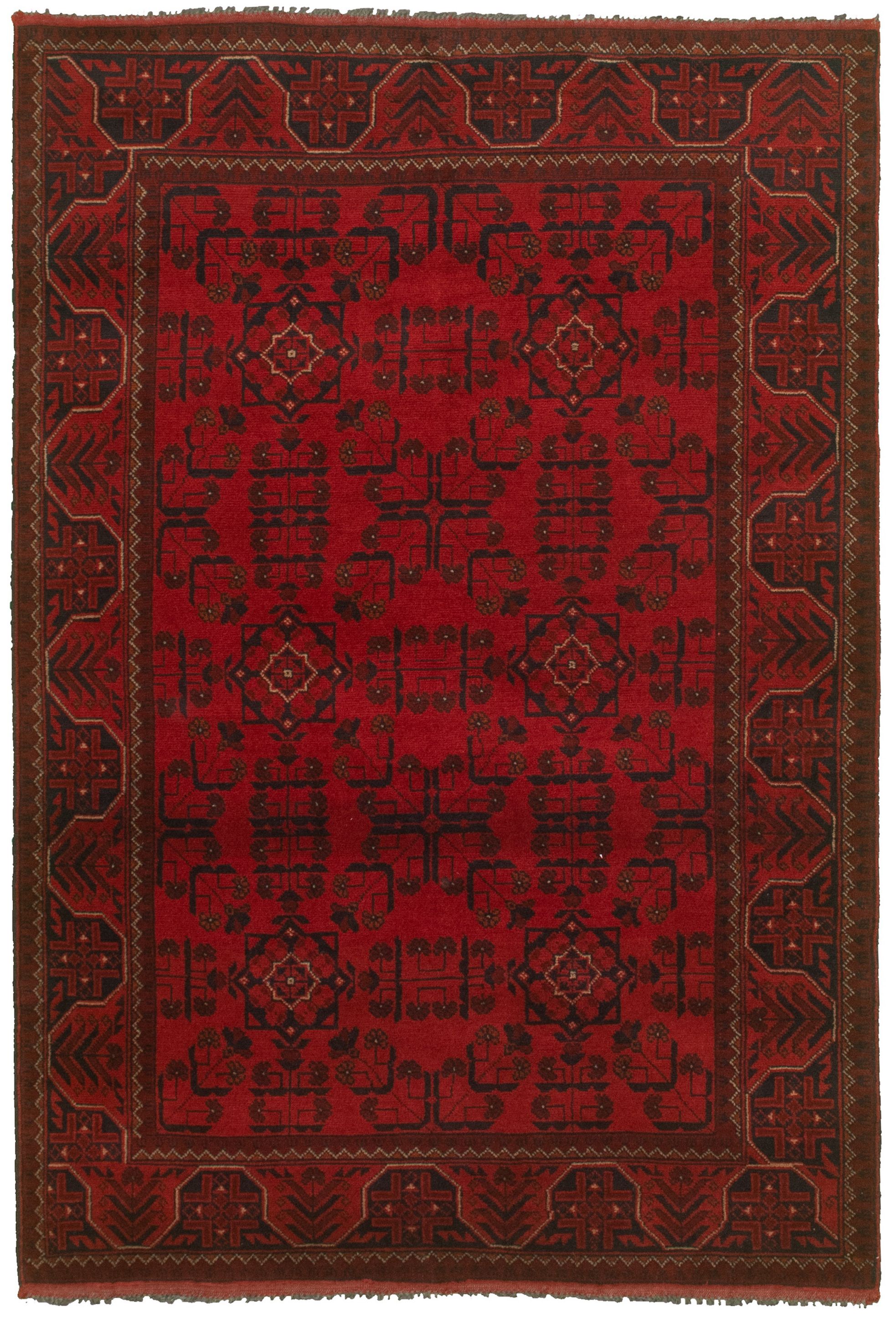 Hand-knotted Finest Khal Mohammadi Red  Rug 4'2" x 6'2"  Size: 4'2" x 6'2"  