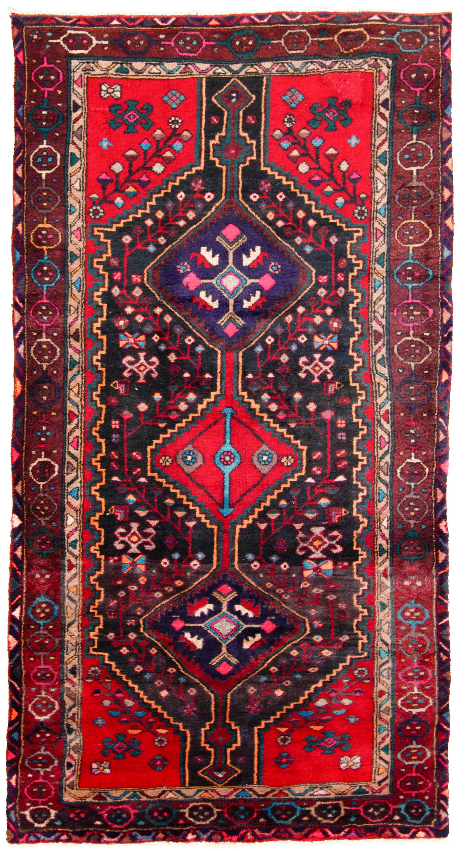 Hand-knotted Hamadan  Wool Rug 4'3" x 8'5" Size: 4'3" x 8'5"  