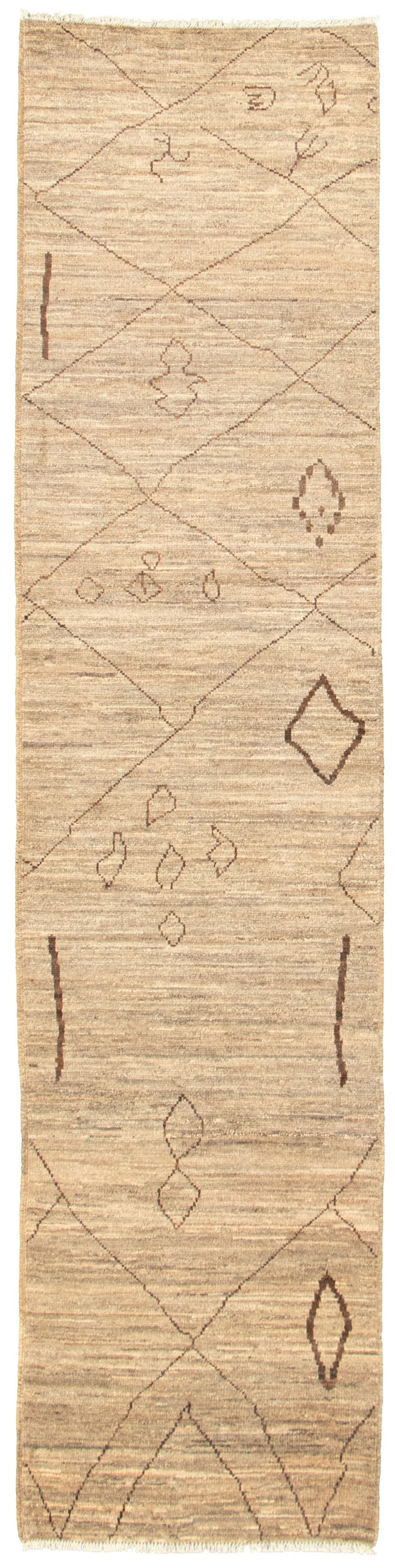 Hand-knotted Marrakech Grey, Tan Wool Rug 2'9" x 11'6" Size: 2'9" x 11'6"  