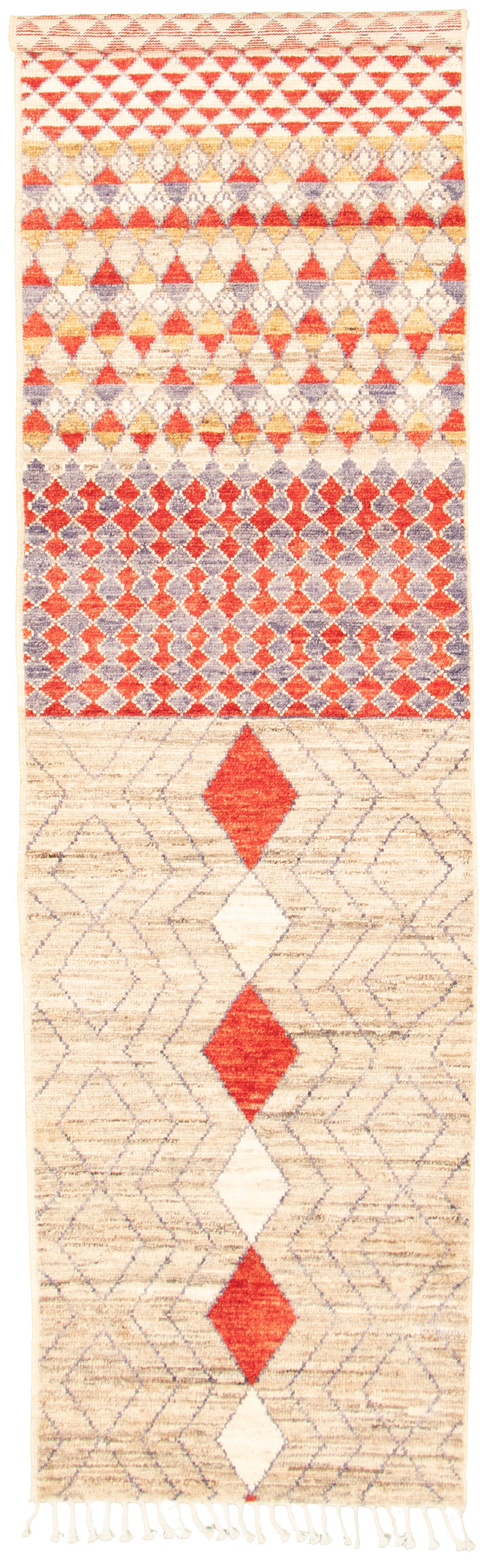 Hand-knotted Marrakech Beige Wool Rug 3'2" x 11'10" Size: 3'2" x 11'10"  