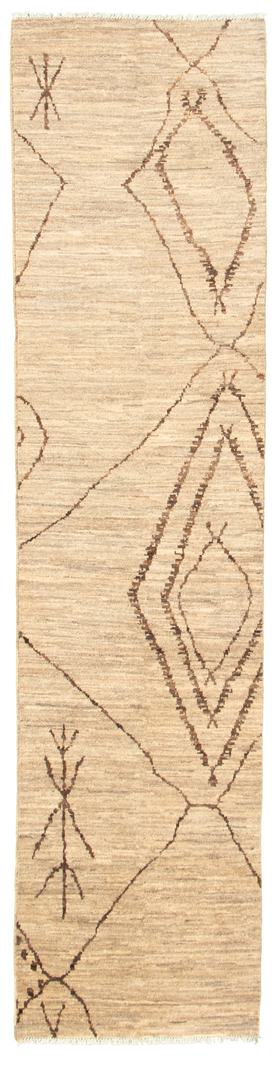 Hand-knotted Marrakech Tan Wool Rug 2'9" x 11'7" Size: 2'9" x 11'7"  