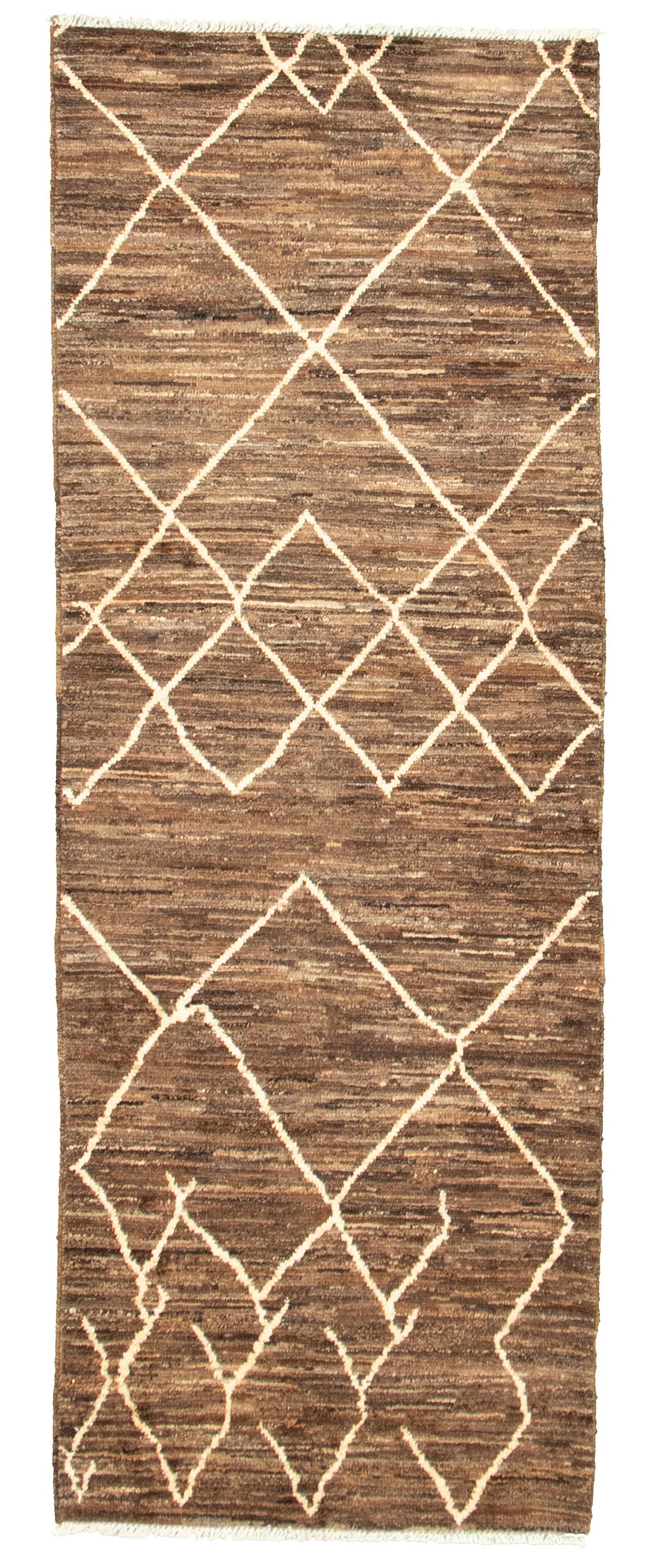 Hand-knotted Marrakech Dark Brown Wool Rug 2'10" x 7'9" Size: 2'10" x 7'9"  