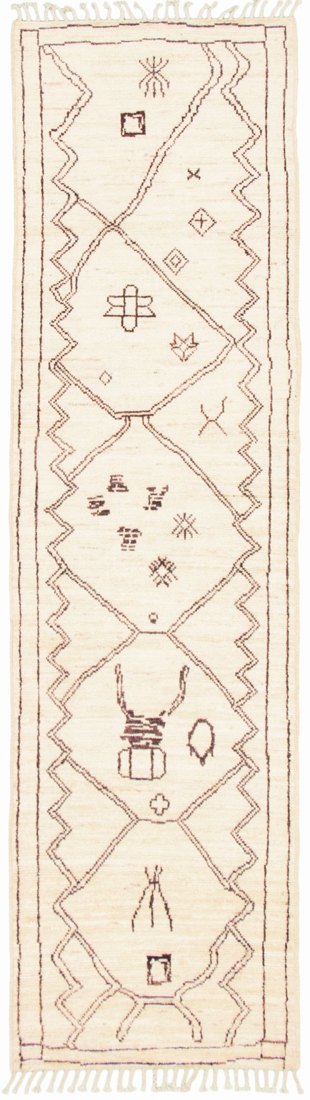 Hand-knotted Marrakech Cream Wool Rug 3'0" x 11'6" Size: 3'0" x 11'6"  