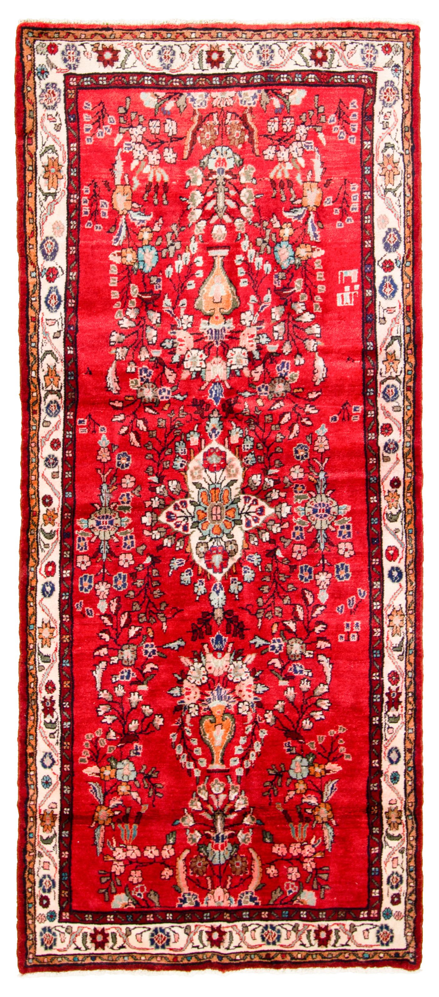 Hand-knotted Hamadan  Wool Rug 3'7" x 8'5" Size: 3'7" x 8'5"  