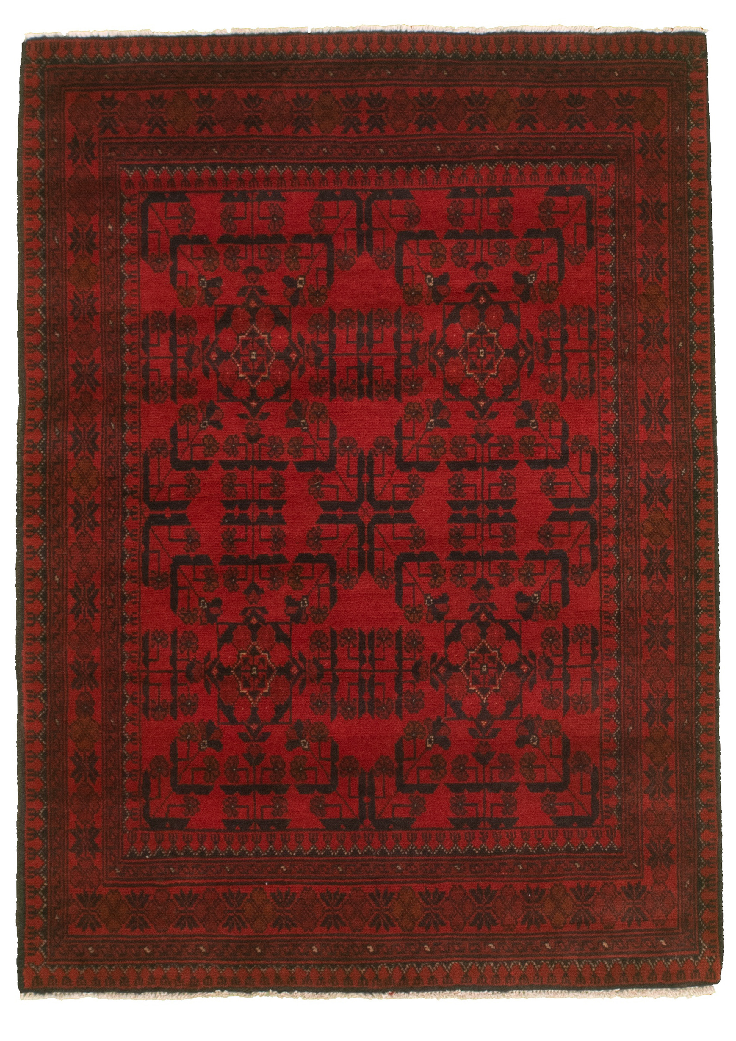 Hand-knotted Finest Khal Mohammadi Red  Rug 3'7" x 4'11"  Size: 3'7" x 4'11"  