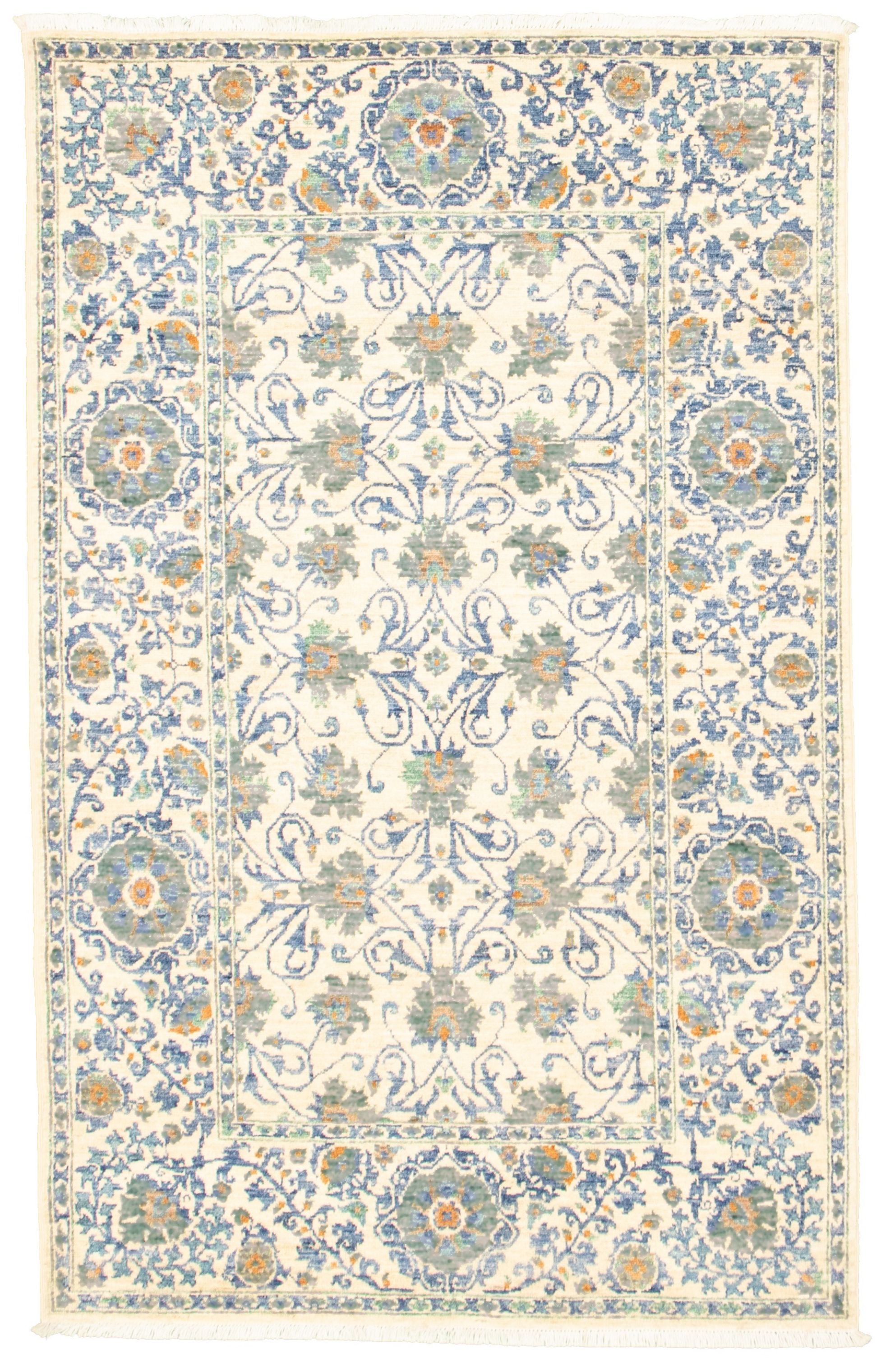 Hand-knotted Signature Collection Cream Wool Rug 4'0" x 6'0" Size: 4'0" x 6'0"  