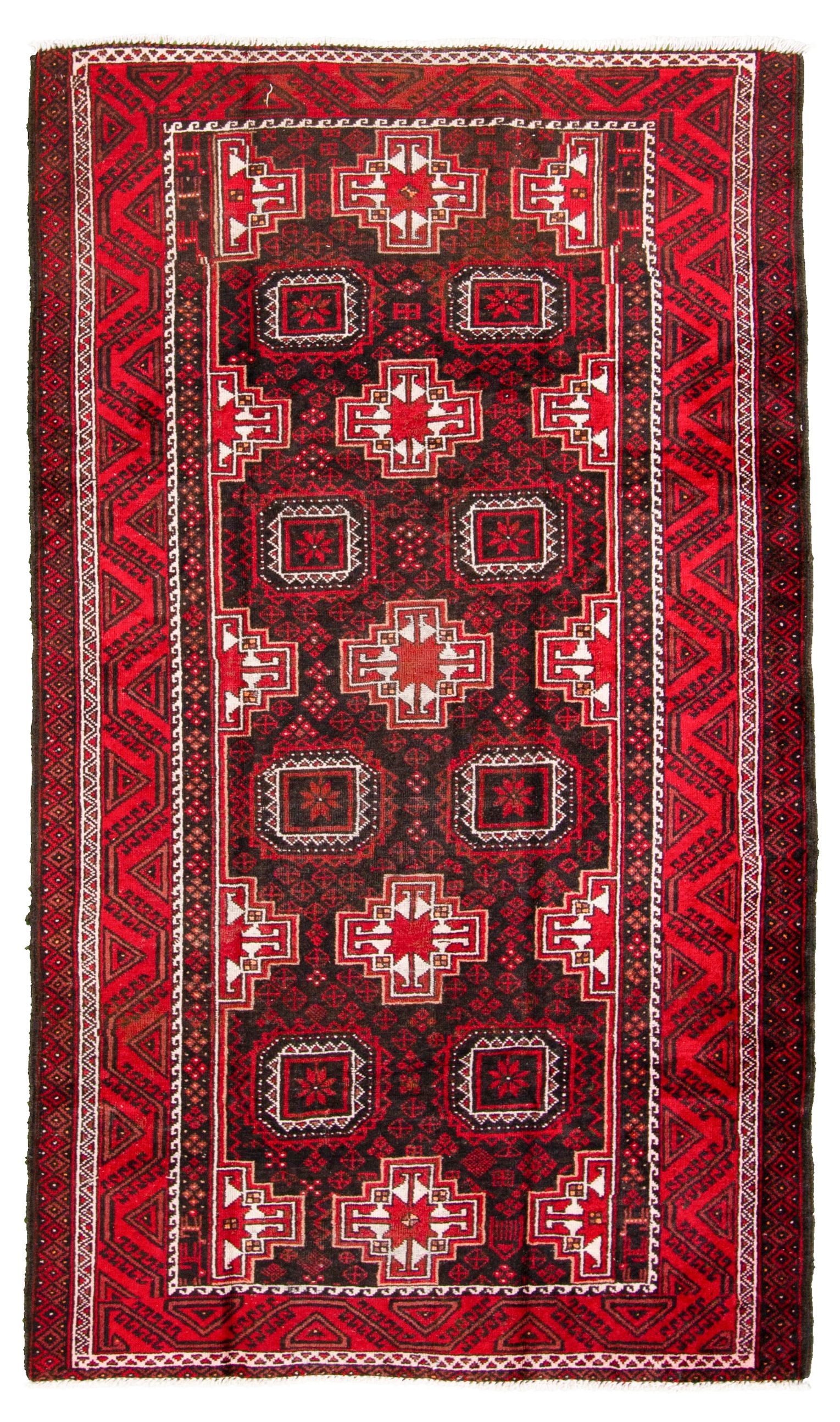 Hand-knotted Finest Baluch  Wool Rug 4'1" x 7'1" Size: 4'1" x 7'1"  