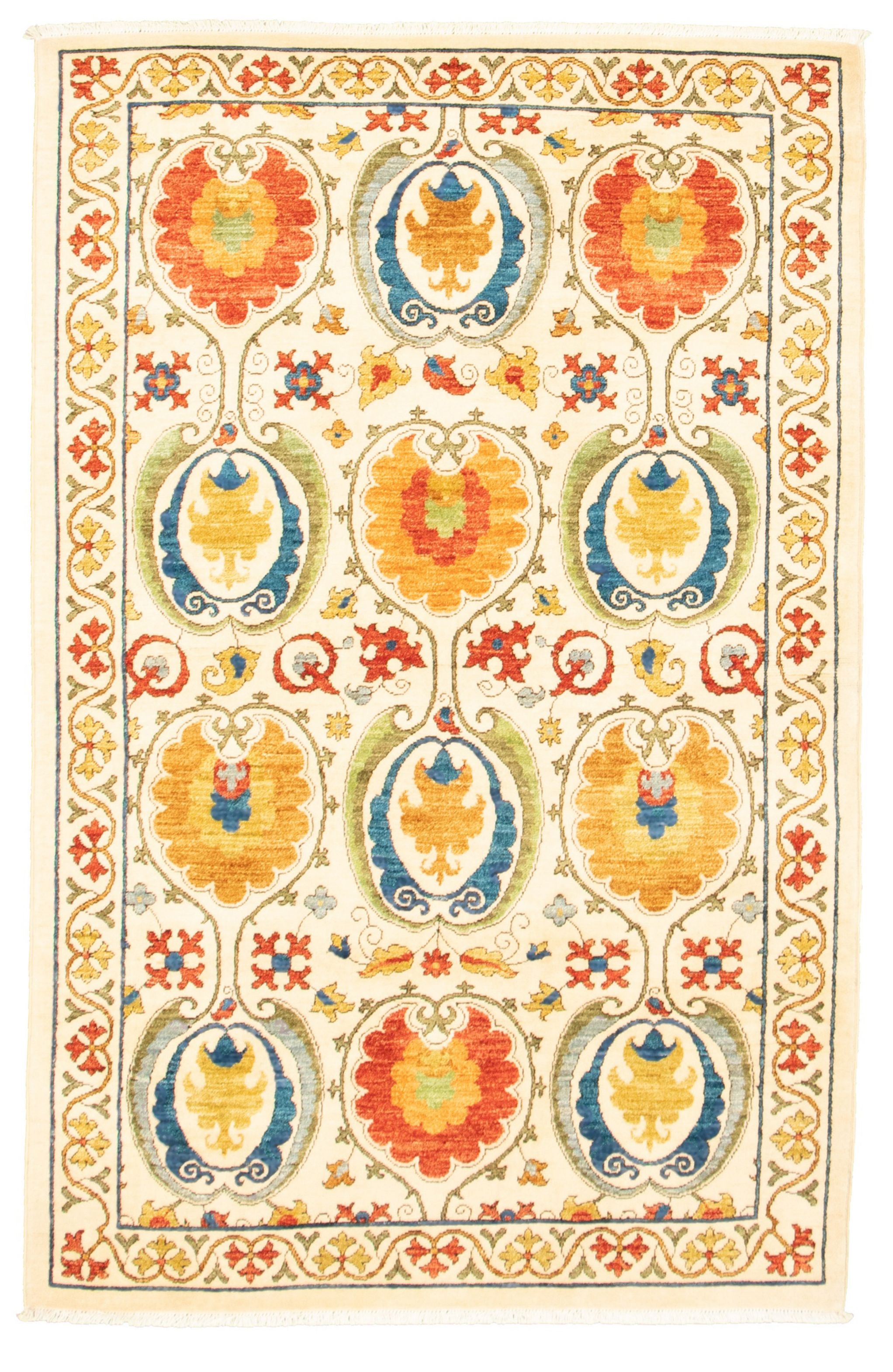 Hand-knotted Signature Collection Cream Wool Rug 4'0" x 6'1" Size: 4'0" x 6'1"  