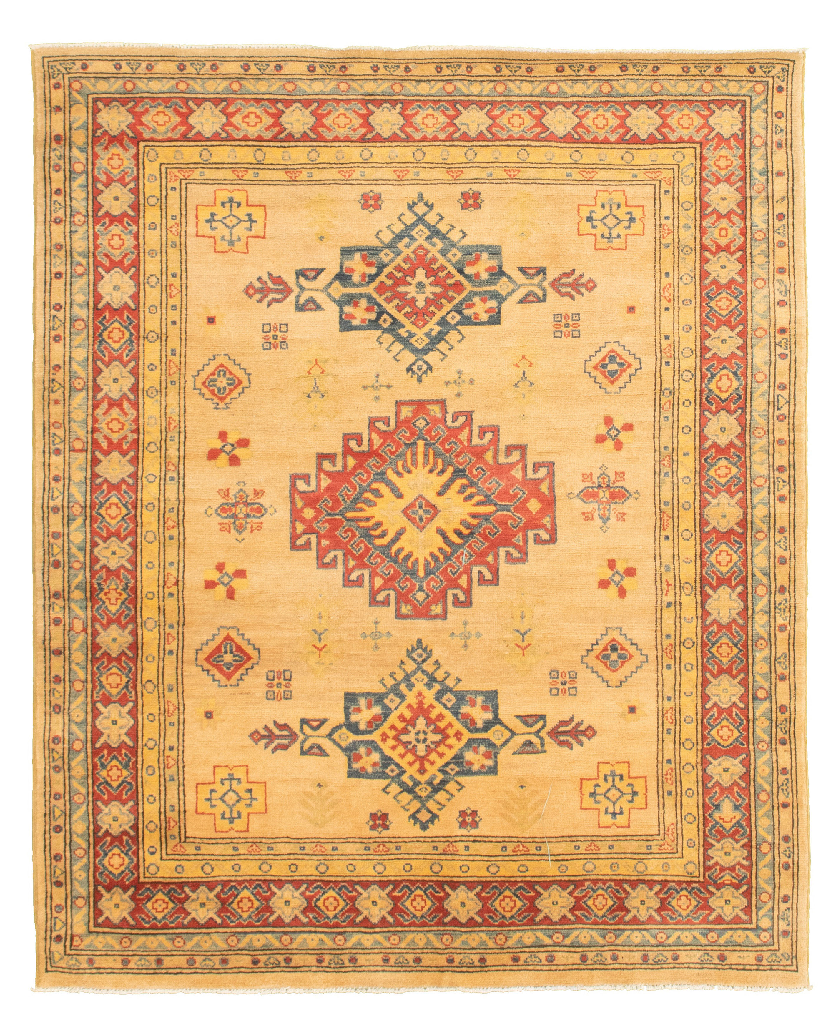 Hand-knotted Finest Gazni Beige, Red  Rug 4'11" x 6'2" Size: 4'11" x 6'2"  