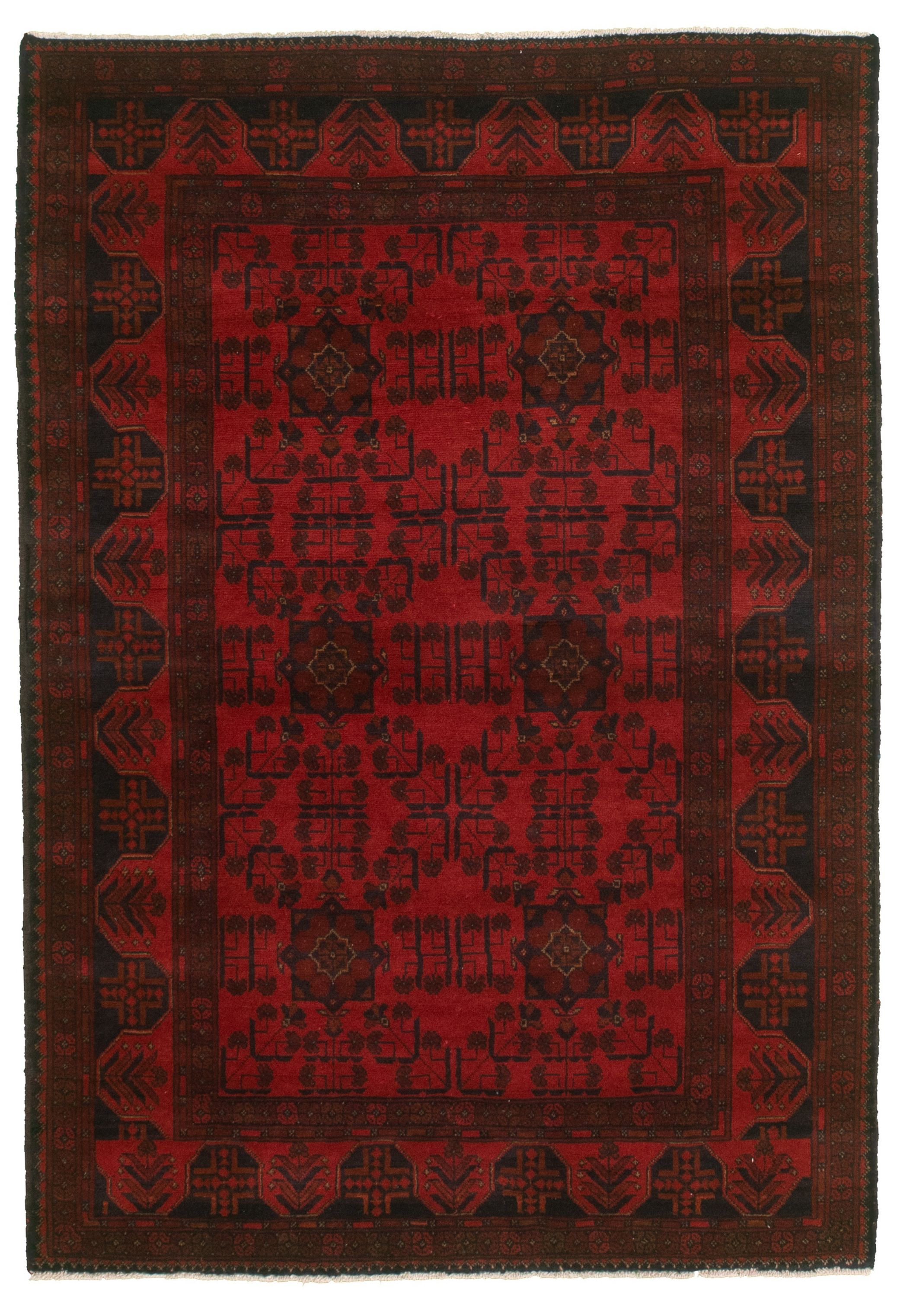 Hand-knotted Finest Khal Mohammadi Red  Rug 4'3" x 6'2" Size: 4'3" x 6'2"  