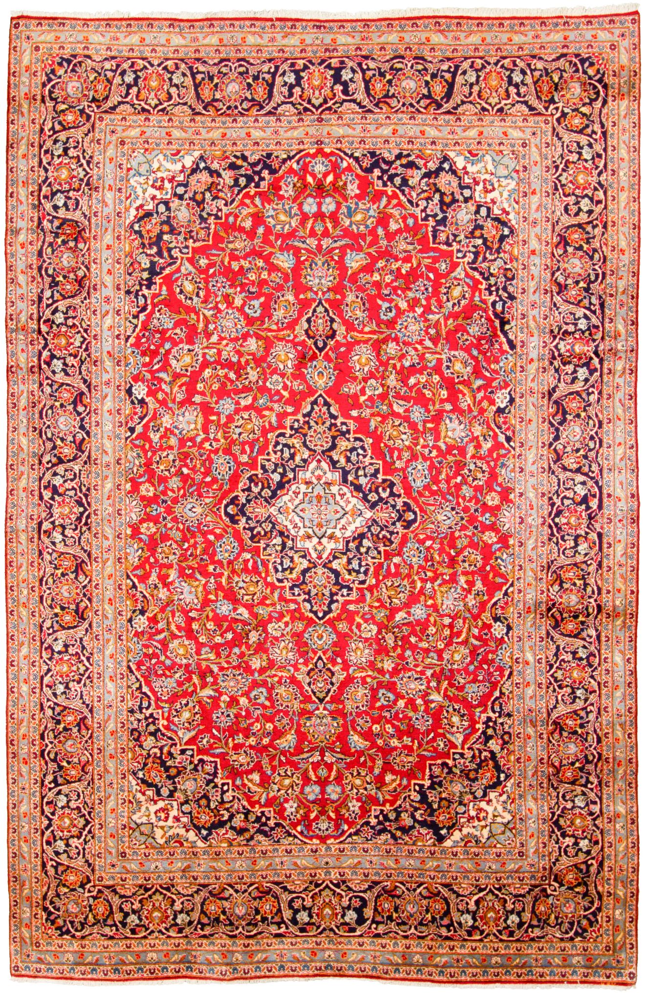 Hand-knotted Kashan  Wool Rug 8'1" x 12'2" Size: 8'1" x 12'2"  