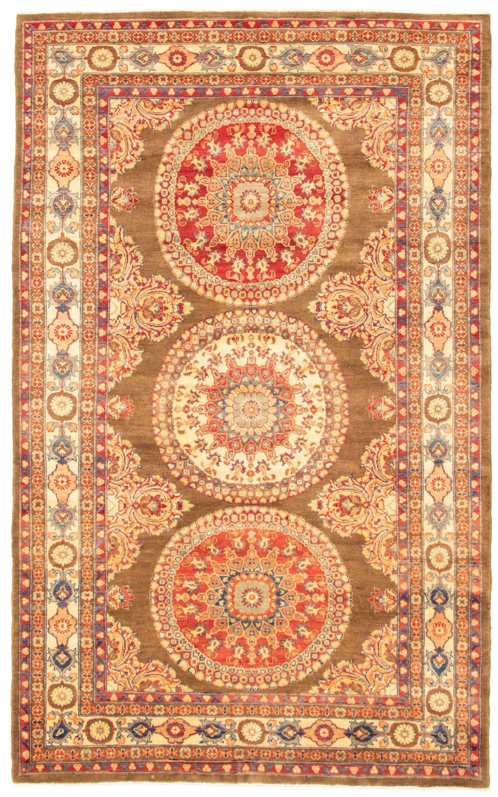 Hand-knotted Finest Gazni Brown  Rug 6'7" x 10'9" Size: 6'7" x 10'9"  