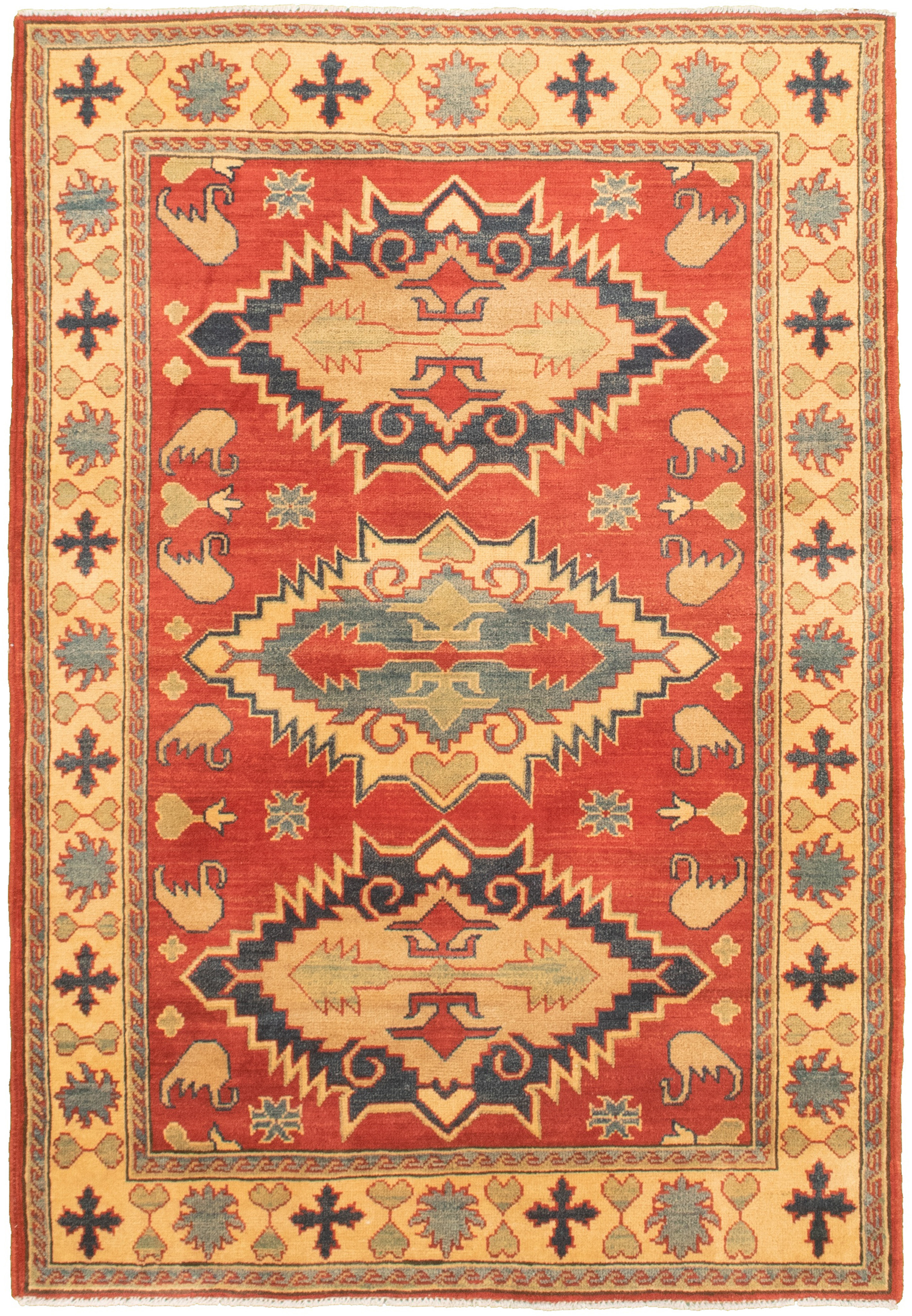 Hand-knotted Finest Gazni Red  Rug 4'1" x 6'0" Size: 4'1" x 6'0"  