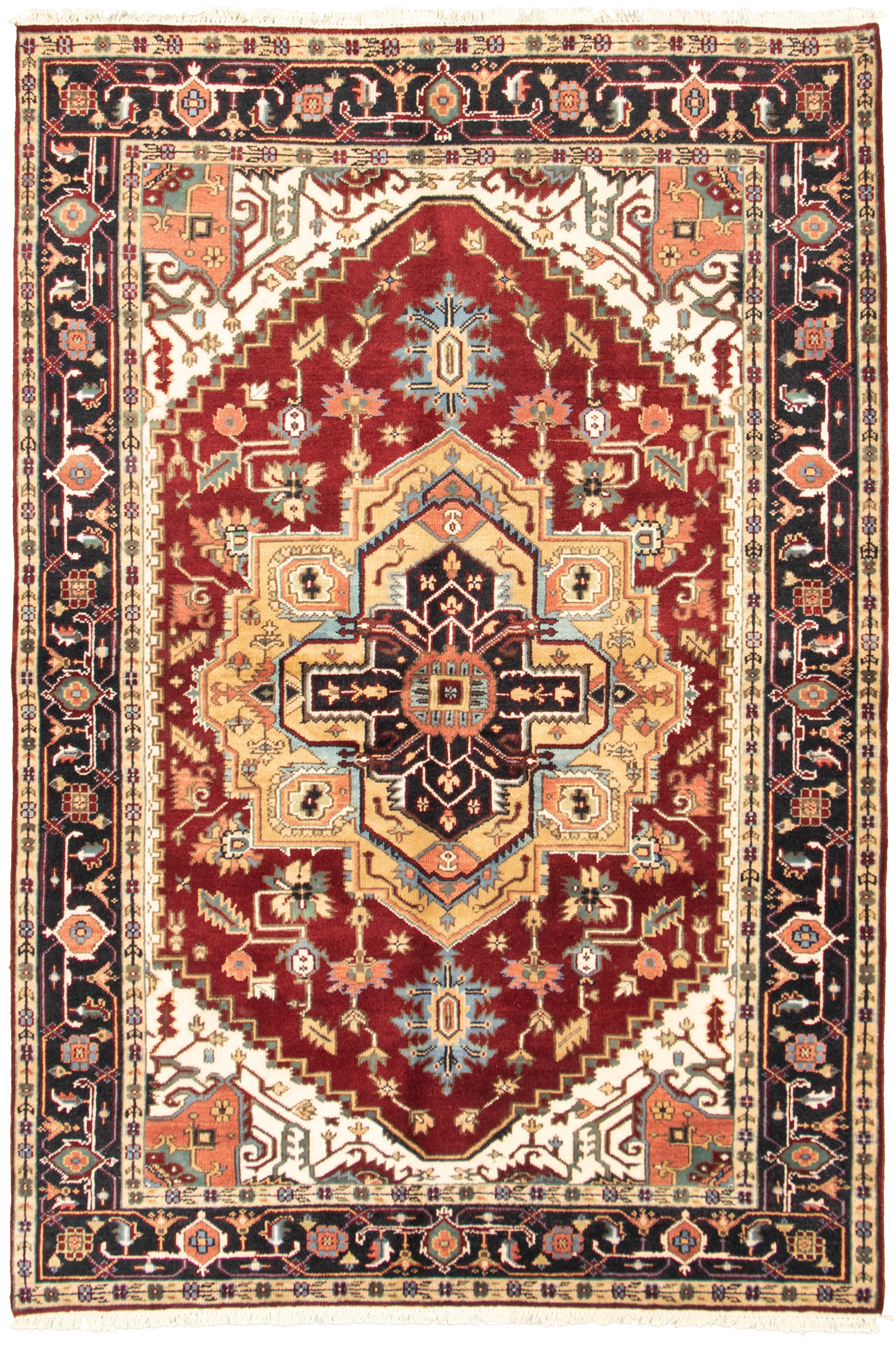 Hand-knotted Serapi Heritage I Dark Red Wool Rug 6'0" x 8'11" Size: 6'0" x 8'11"  