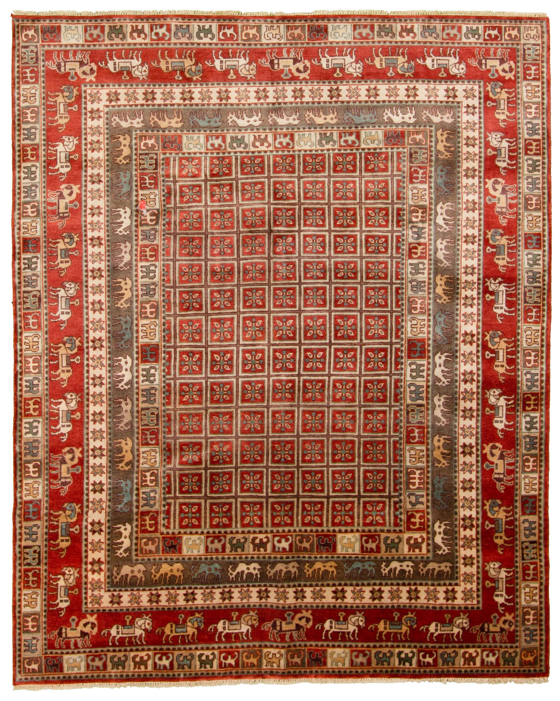 Hand-knotted Pazirik Red  Rug 8'1" x 10'0" Size: 8'1" x 10'0"  