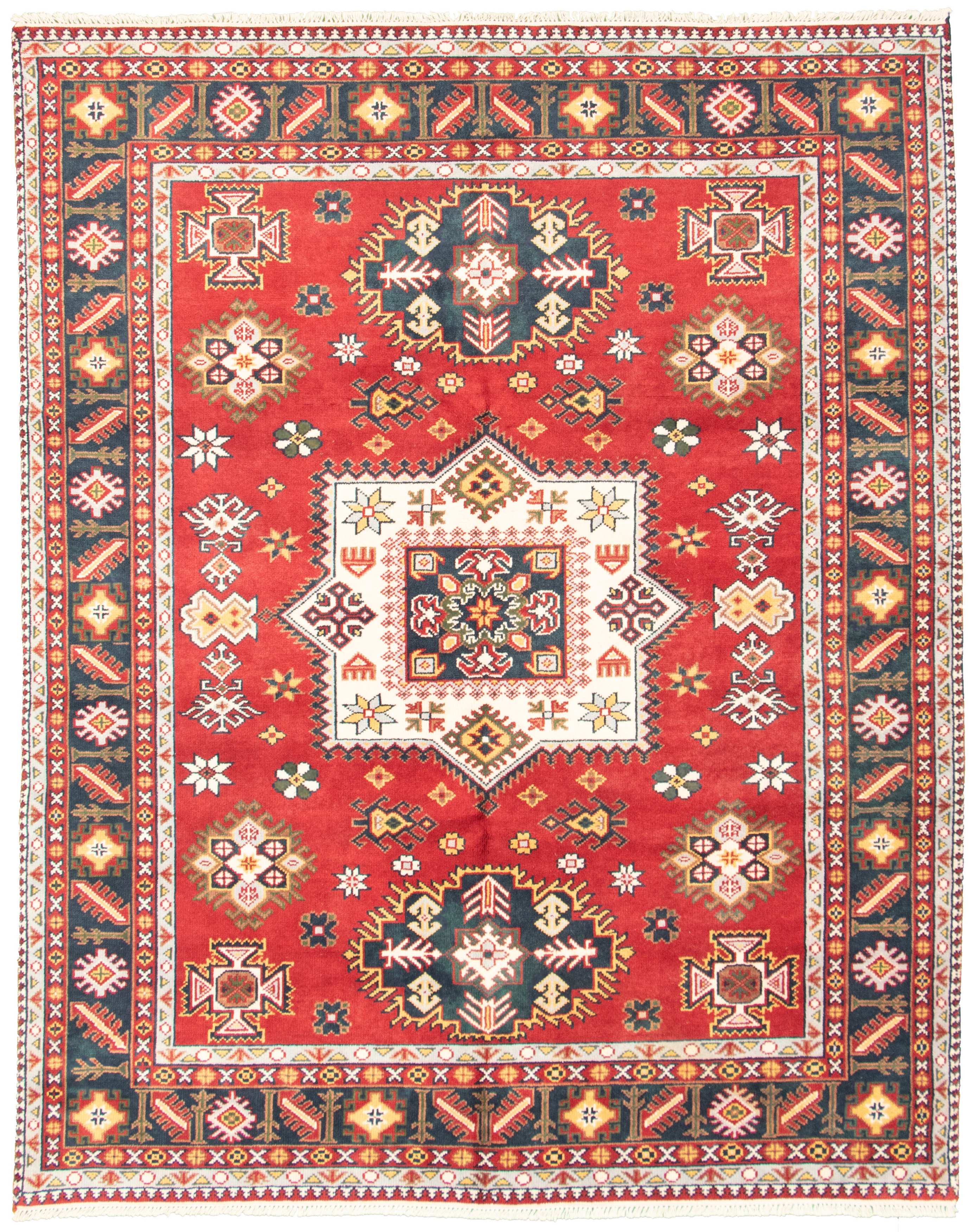 Hand-knotted Royal Kazak Dark Red Wool Rug 7'9" x 9'9" Size: 7'9" x 9'9"  