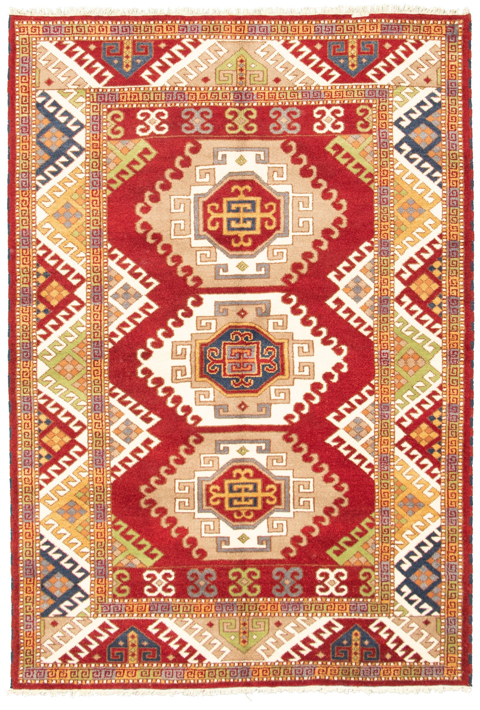 Hand-knotted Royal Kazak Dark Red Wool Rug 6'6" x 9'6" Size: 6'6" x 9'6"  