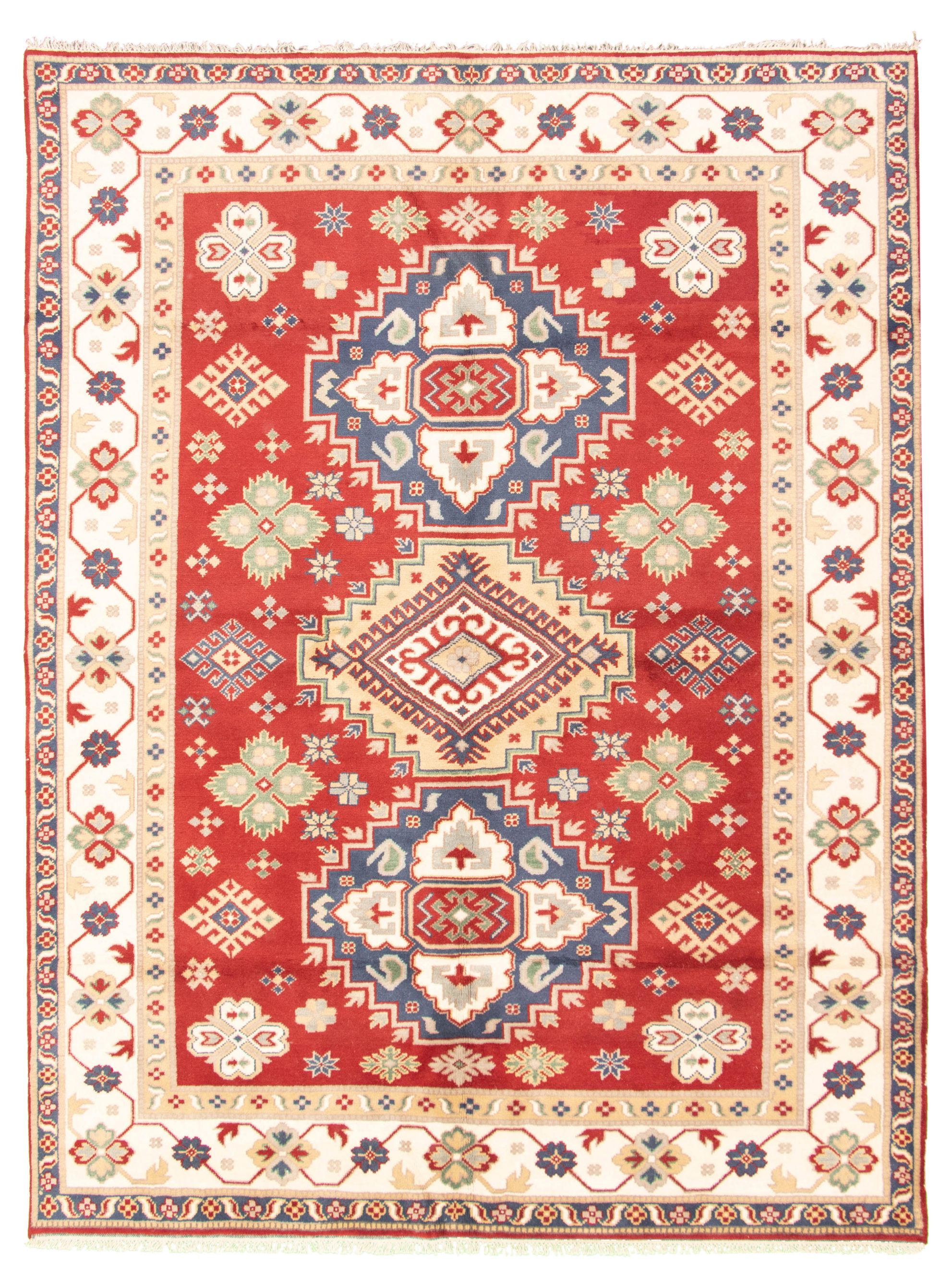 Hand-knotted Royal Kazak Dark Red Wool Rug 8'10" x 11'9"  Size: 8'10" x 11'9"  