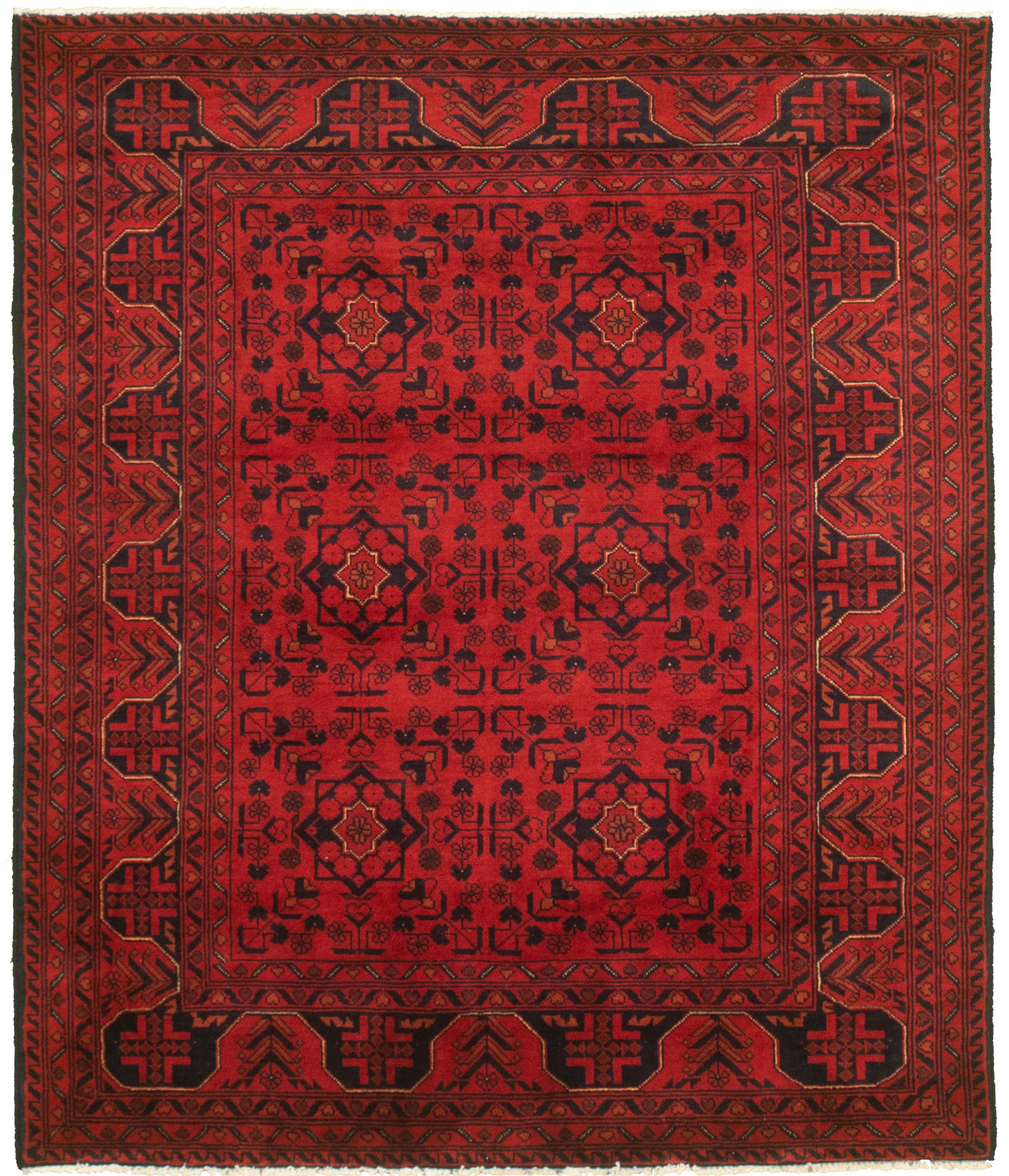 Hand-knotted Finest Khal Mohammadi Red  Rug 4'9" x 5'9" Size: 4'9" x 5'9"  