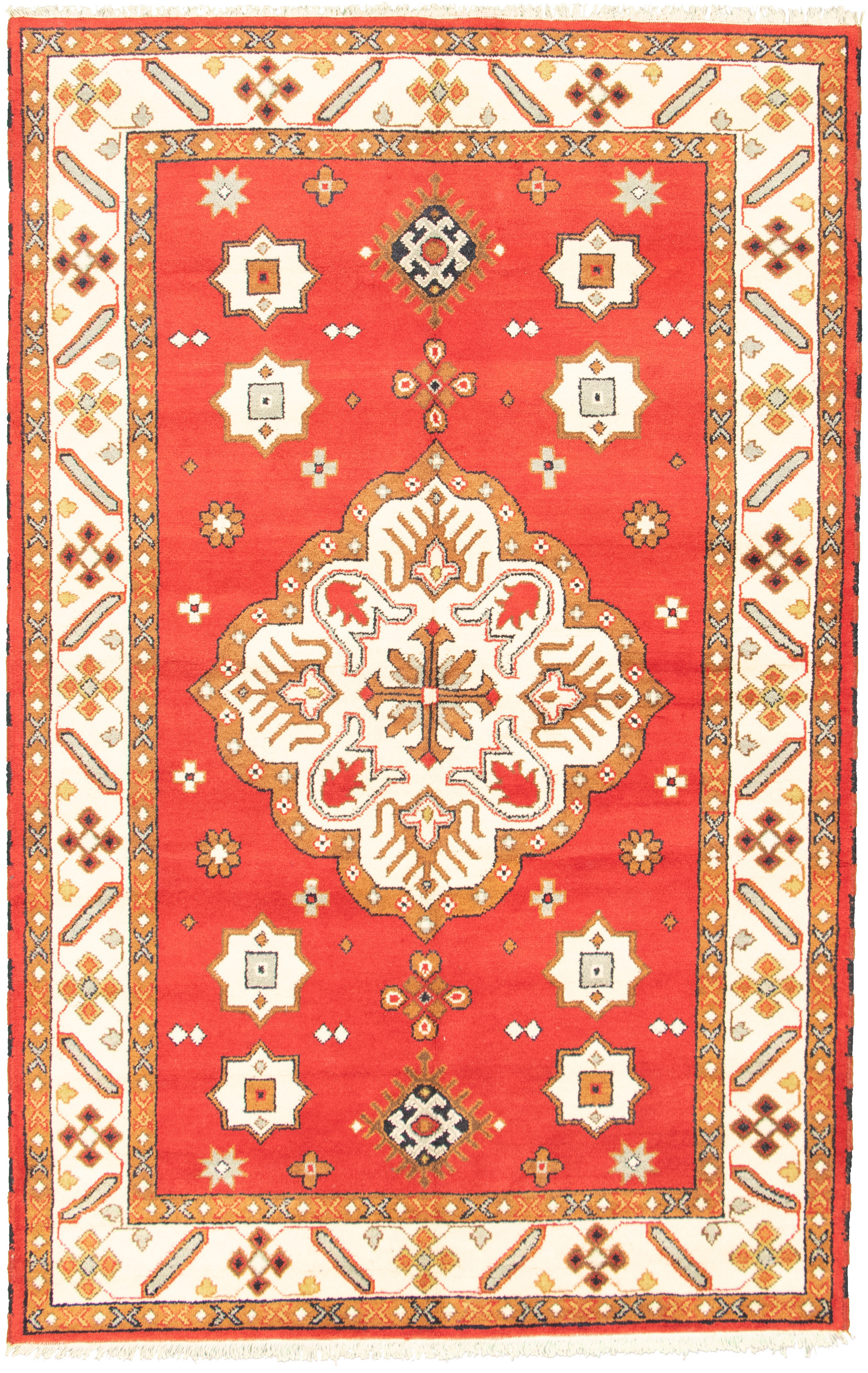 Hand-knotted Royal Kazak Red Wool Rug 6'7" x 10'4" Size: 6'7" x 10'4"  