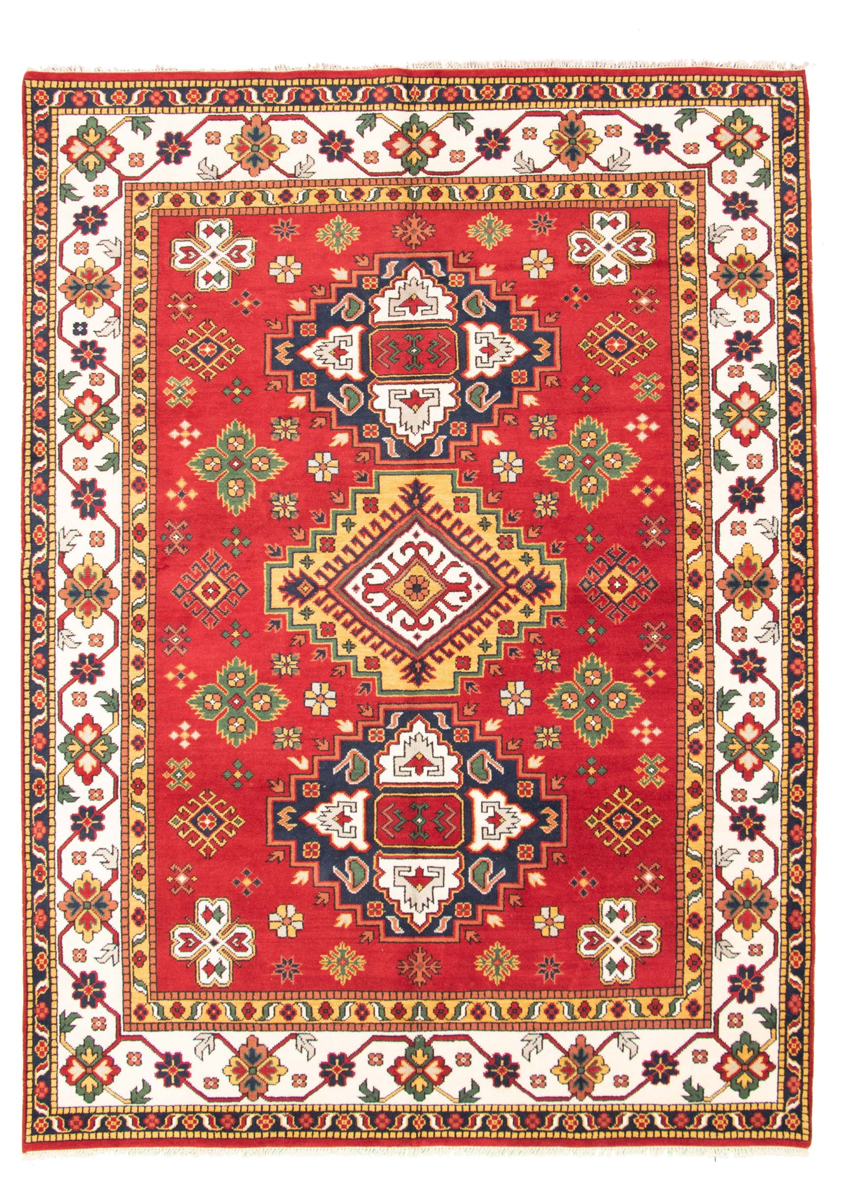 Hand-knotted Royal Kazak Red Wool Rug 8'11" x 12'1" Size: 8'11" x 12'1"  
