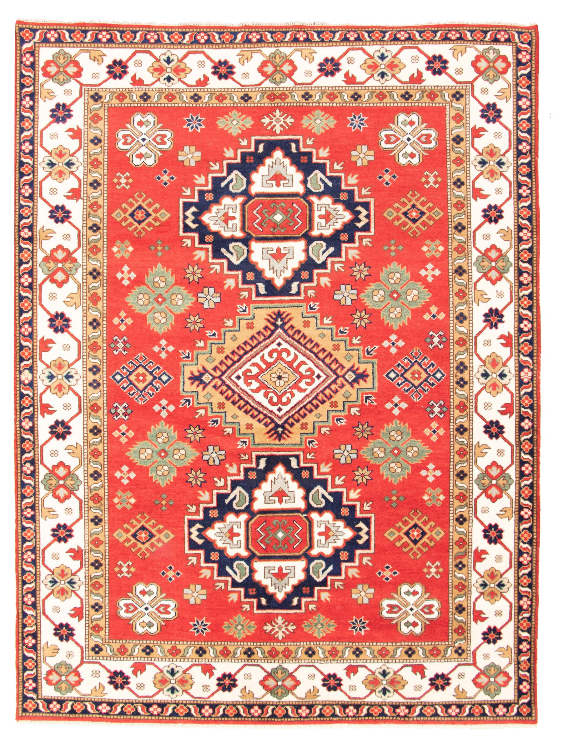 Hand-knotted Royal Kazak Red Wool Rug 8'11" x 12'0" Size: 8'11" x 12'0"  