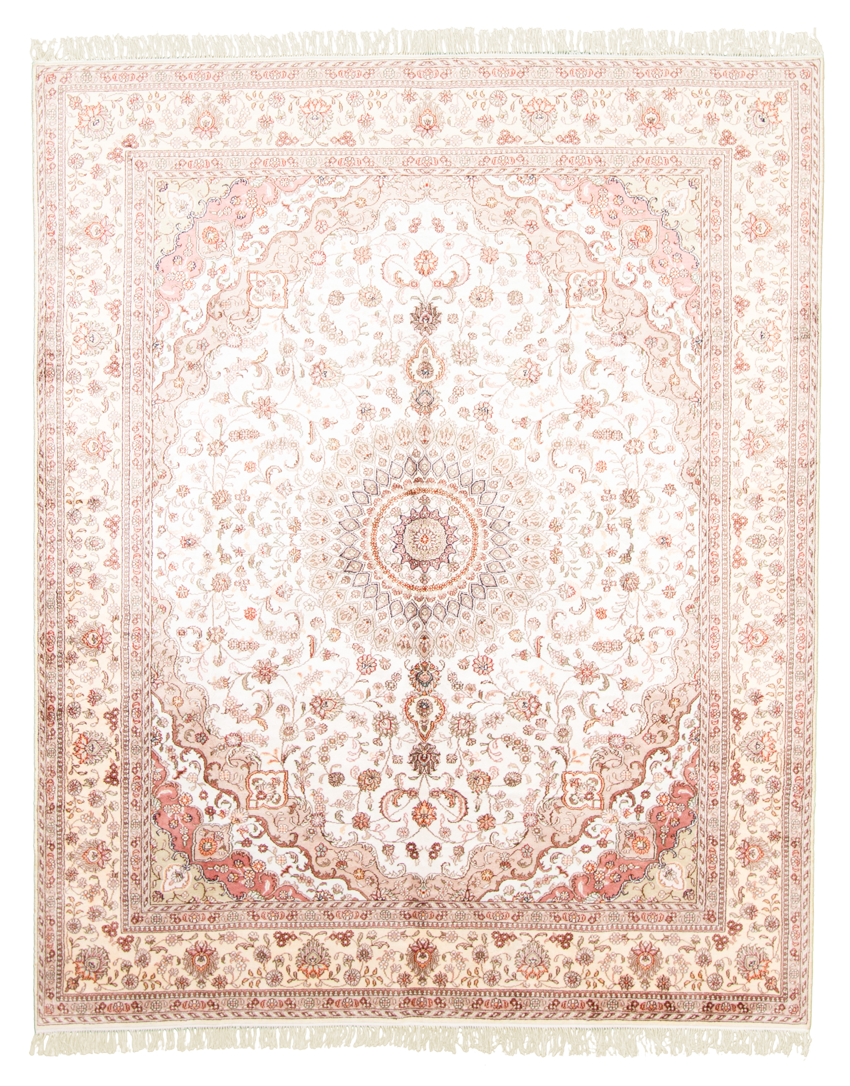 Hand-knotted 400l Silk Ivory Rug 8