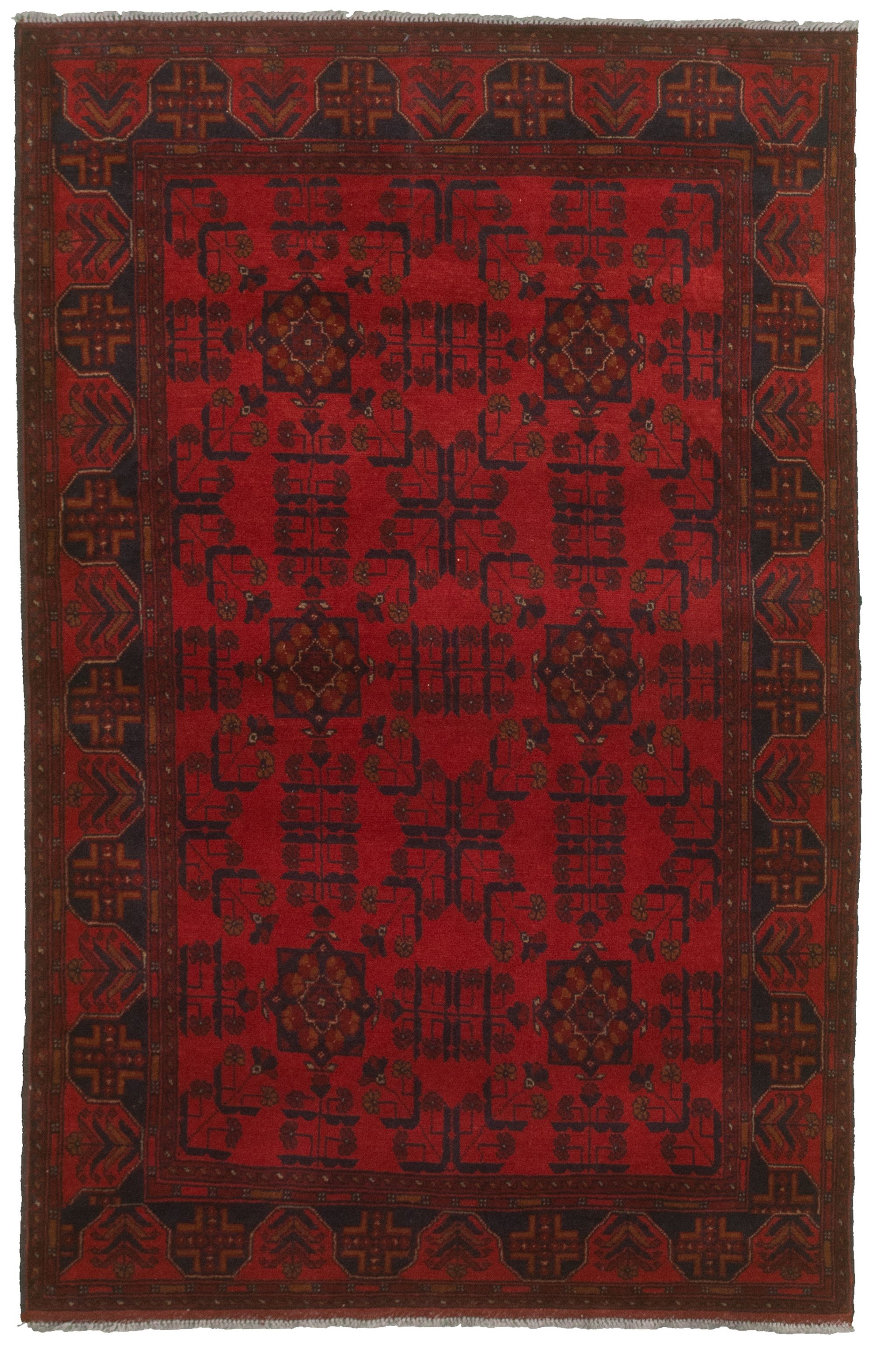 Hand-knotted Finest Khal Mohammadi Red  Rug 4'2" x 6'6"  Size: 4'2" x 6'6"  