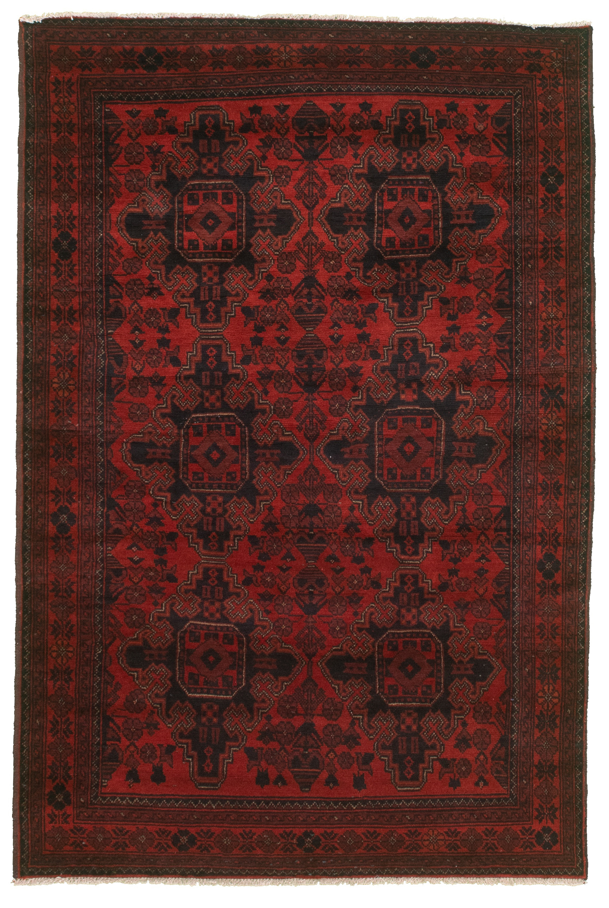 Hand-knotted Finest Khal Mohammadi Red  Rug 4'2" x 6'4"  Size: 4'2" x 6'4"  