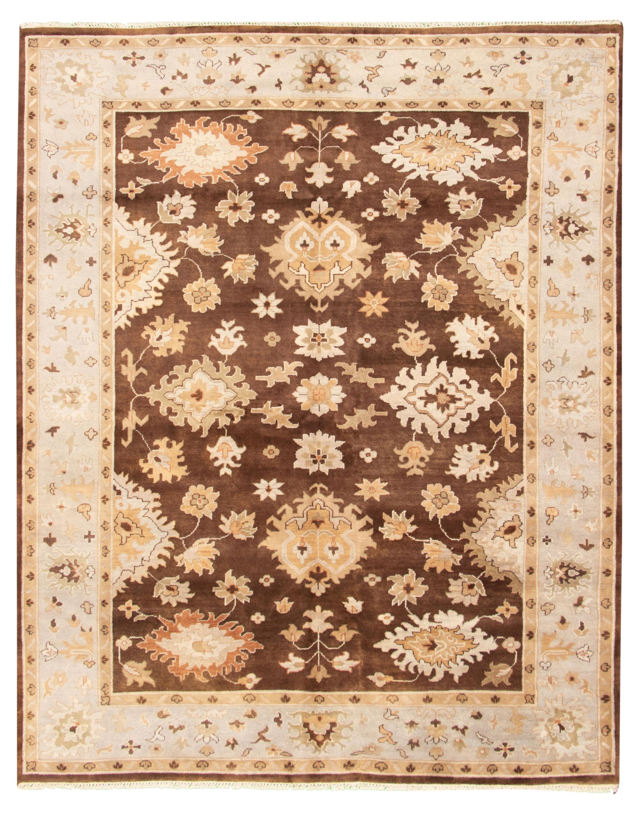 Hand-knotted Royal Ushak Dark Brown Wool Rug 9'2" x 11'5" Size: 9'2" x 11'5"  