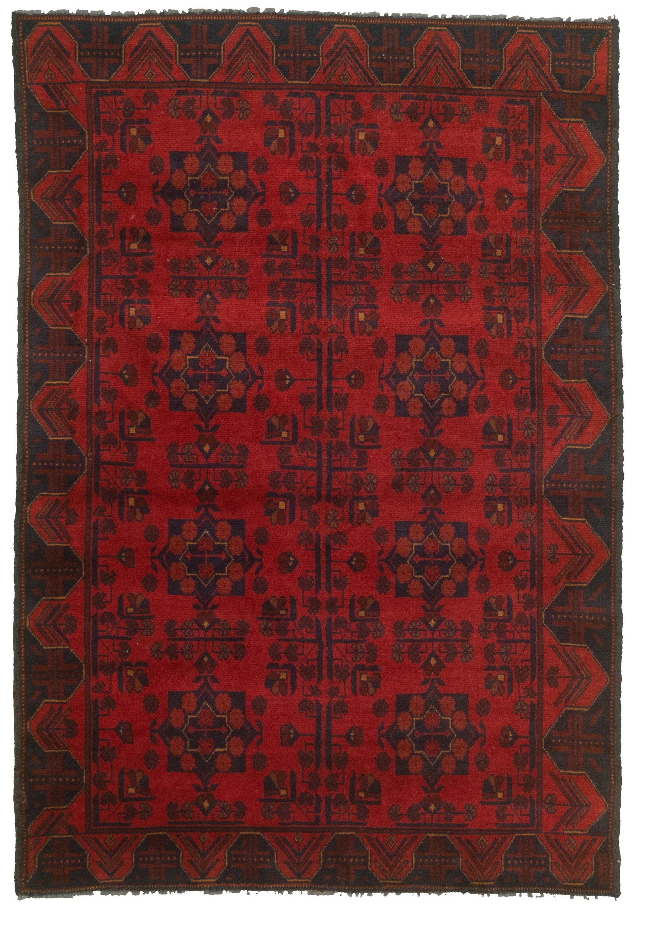 Hand-knotted Finest Khal Mohammadi Red  Rug 4'1" x 6'2" Size: 4'1" x 6'2"  