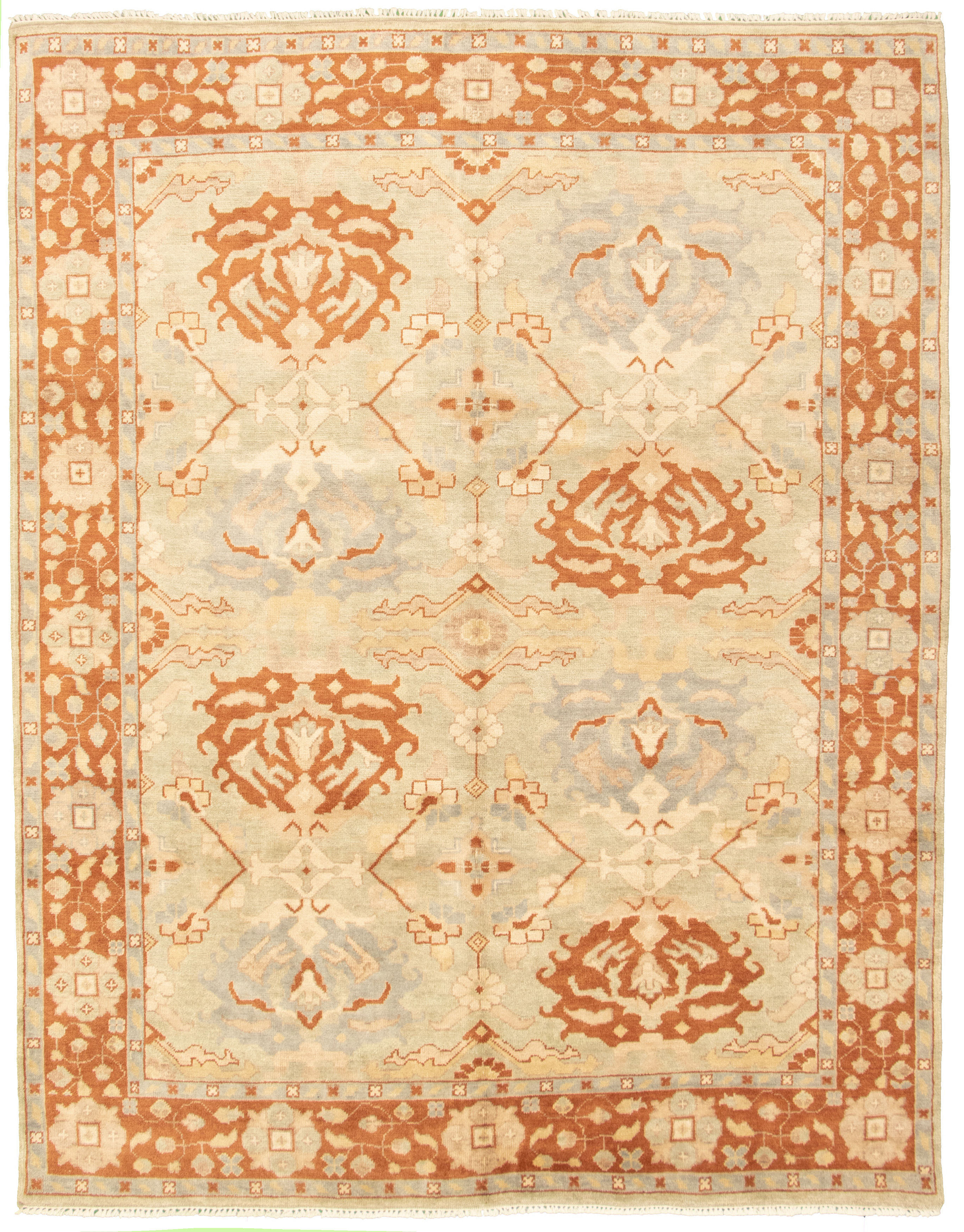 Hand-knotted Royal Ushak Light Green Wool Rug 8'1" x 10'3" Size: 8'1" x 10'3"  