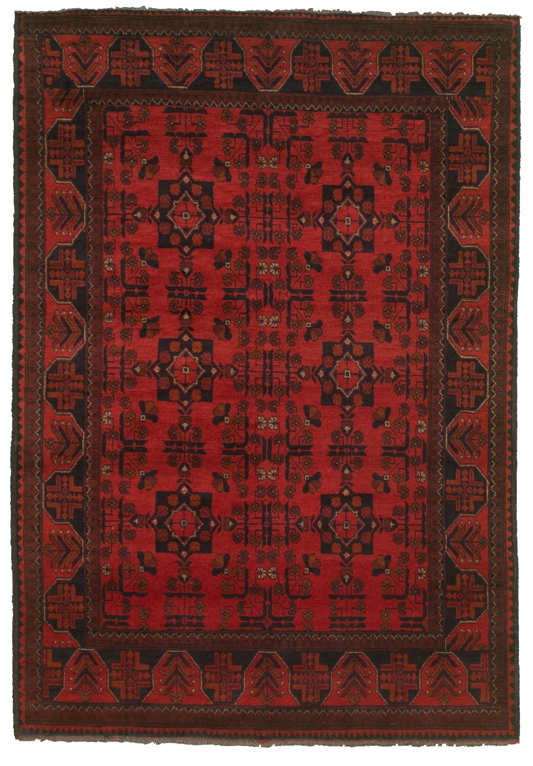 Hand-knotted Finest Khal Mohammadi Red  Rug 4'3" x 6'2"  Size: 4'3" x 6'2"  