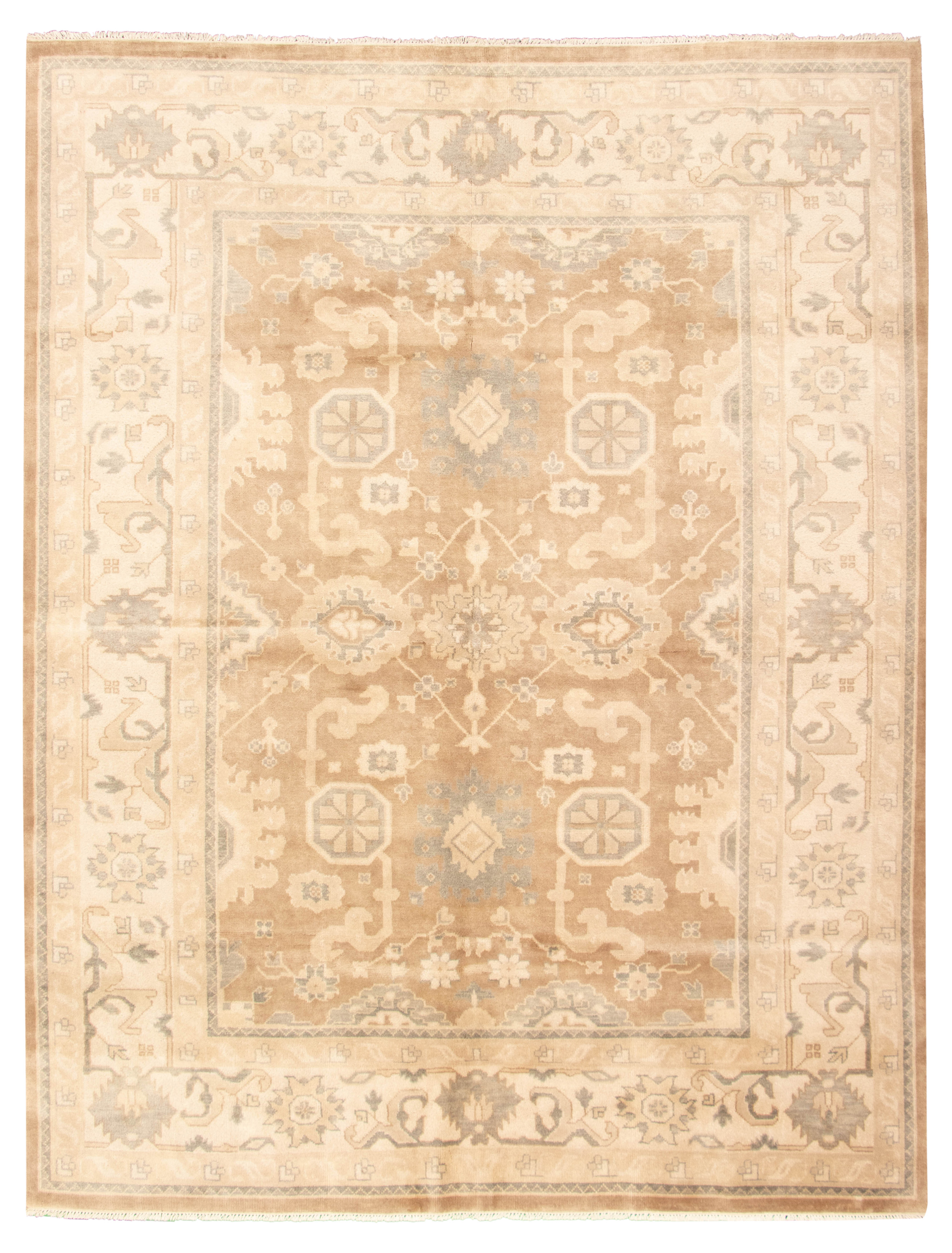 Hand-knotted Royal Ushak Brown Wool Rug 9'4" x 11'11"  Size: 9'4" x 11'11"  
